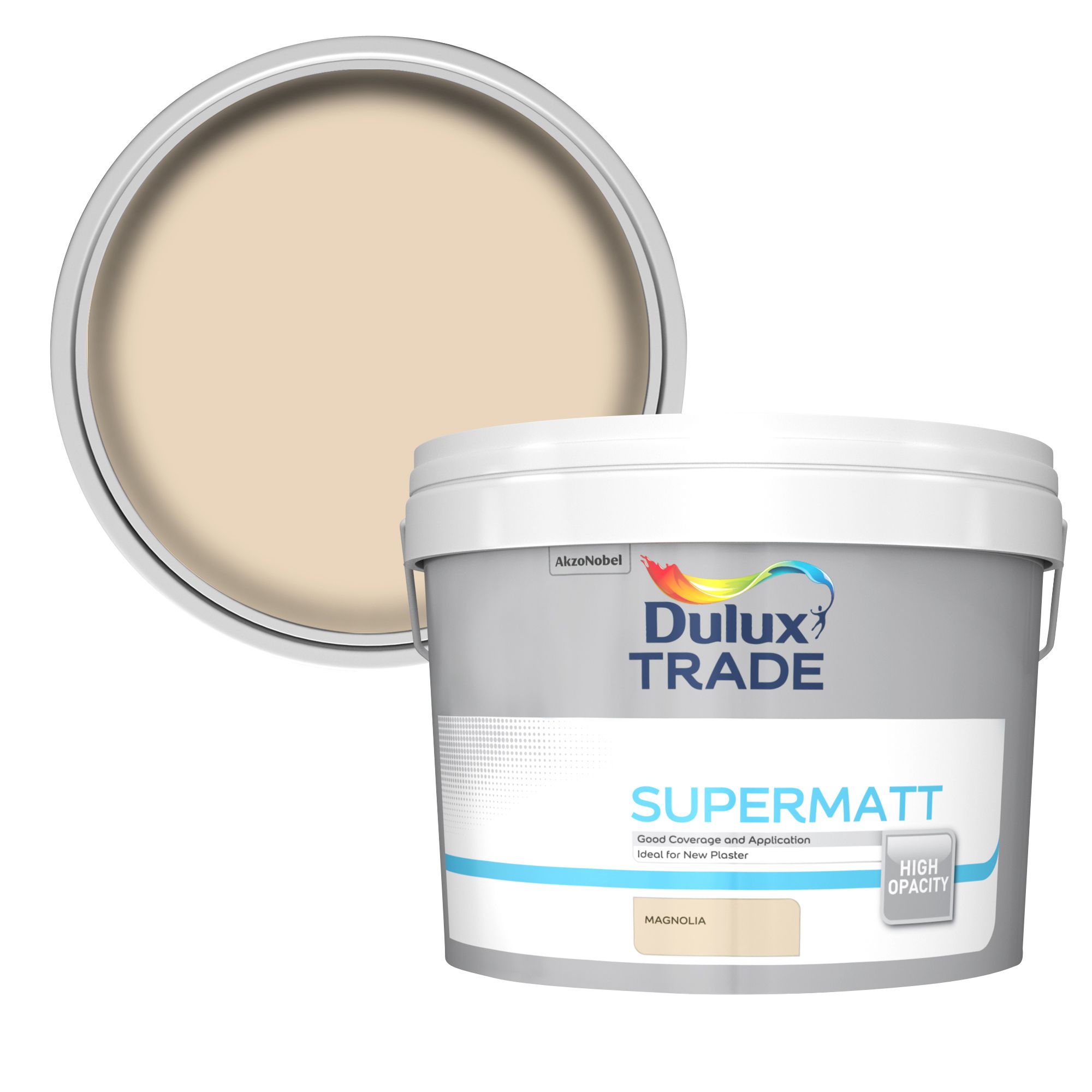 Dulux Trade Magnolia Super matt Wall & ceiling Emulsion paint, 10L