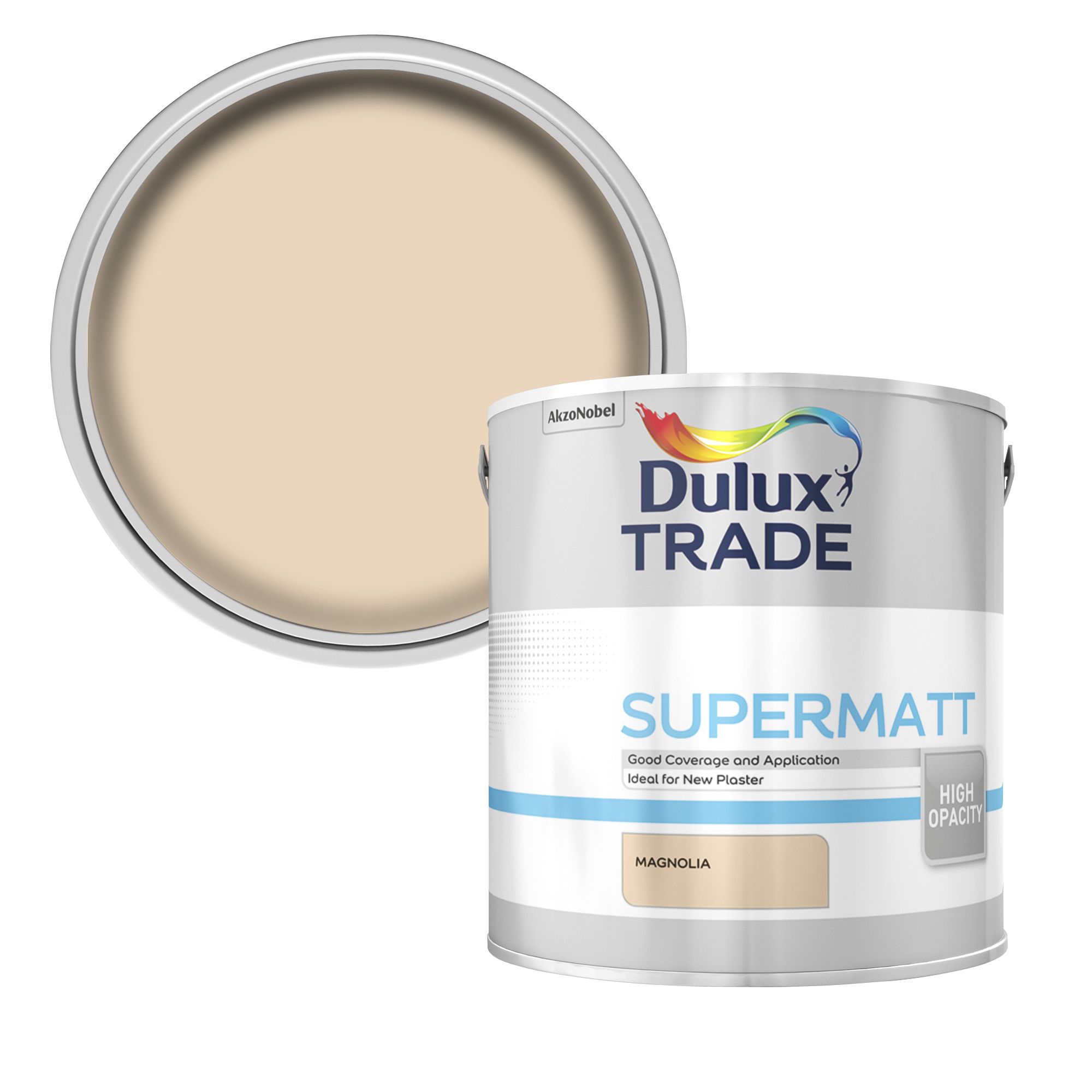 Dulux Trade Magnolia Super matt Wall & ceiling Emulsion paint, 5L