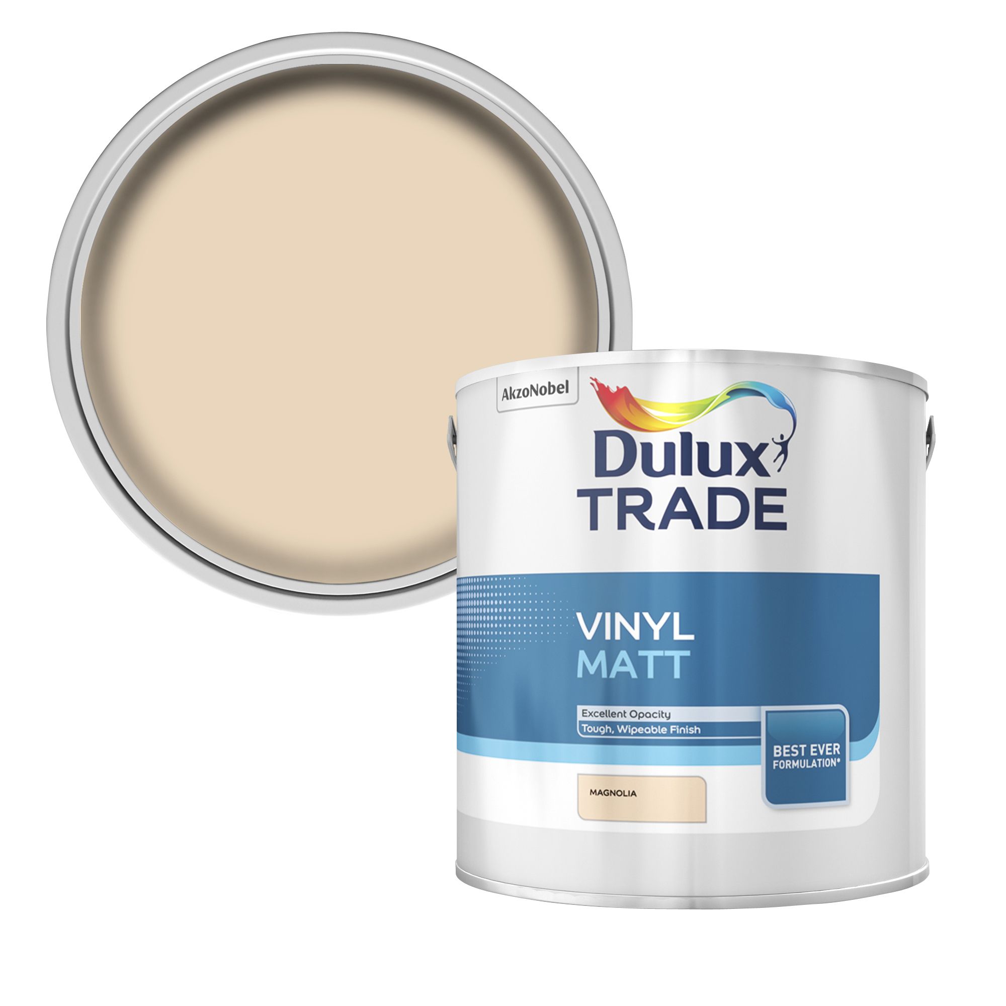 Dulux Trade Magnolia Vinyl matt Emulsion paint, 2.5L DIY at B&Q