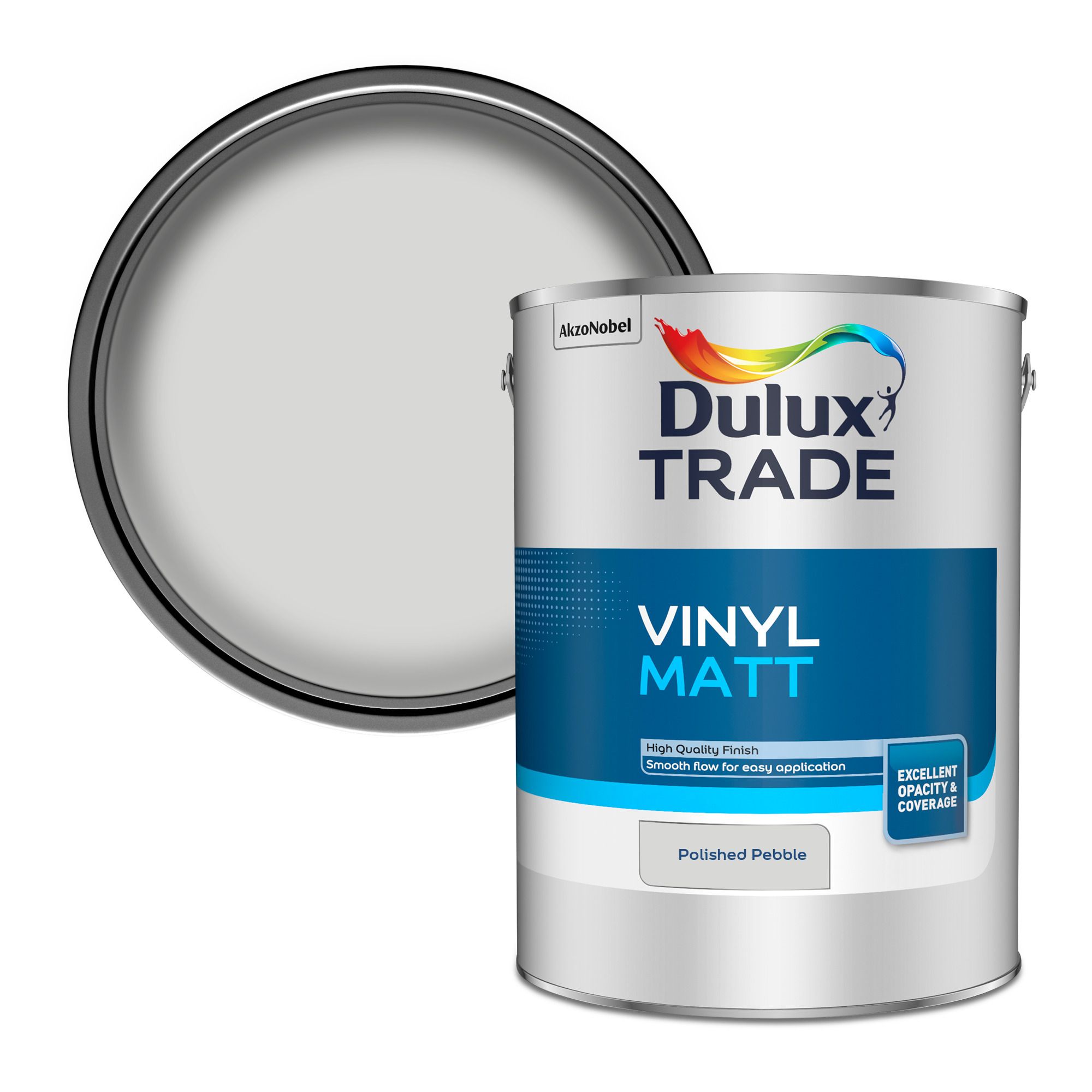 Dulux Trade Polished pebble Vinyl matt Wall & ceiling Emulsion paint, 5L