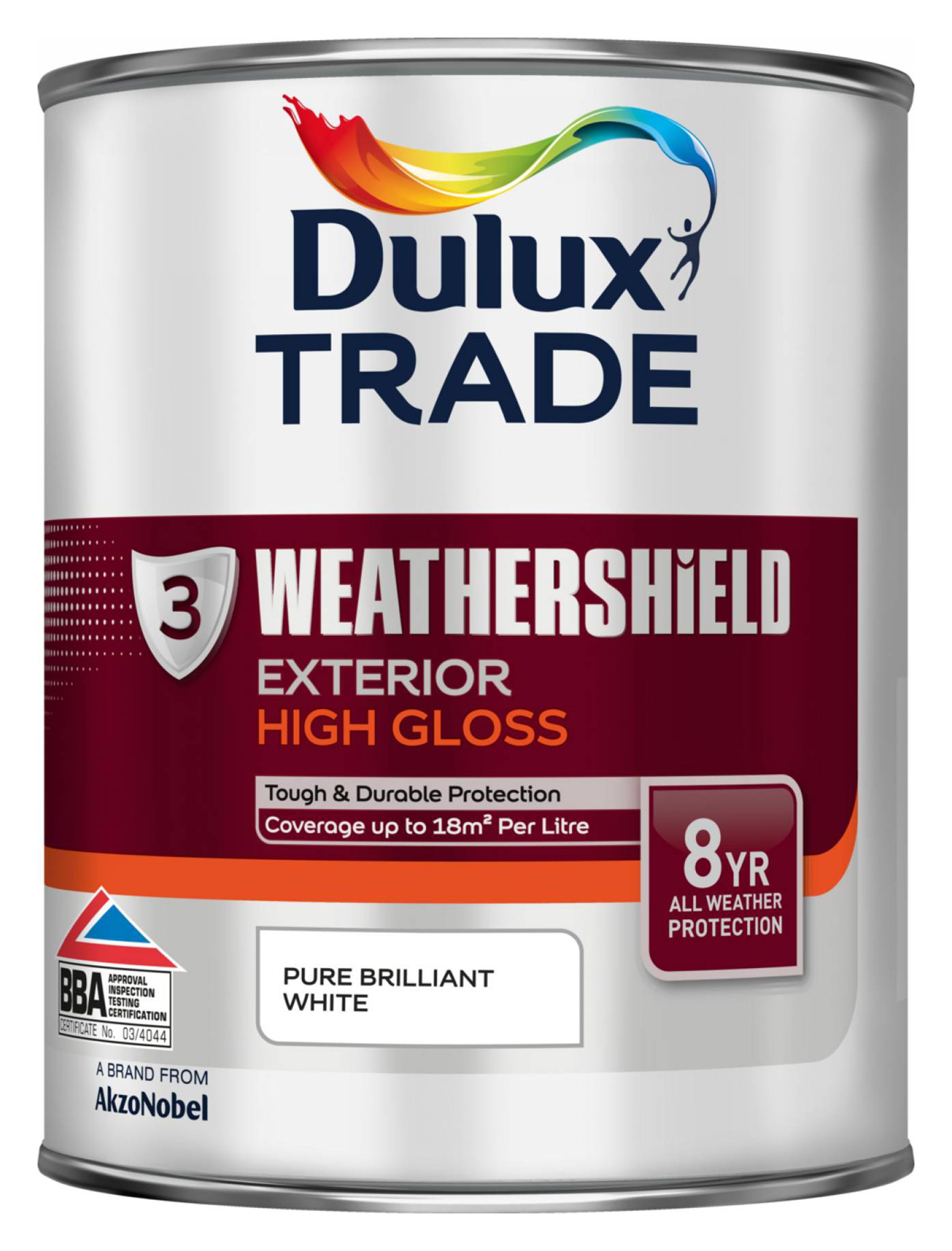 Dulux Trade Pure brilliant white Gloss Wood Multi-surface paint, 1L