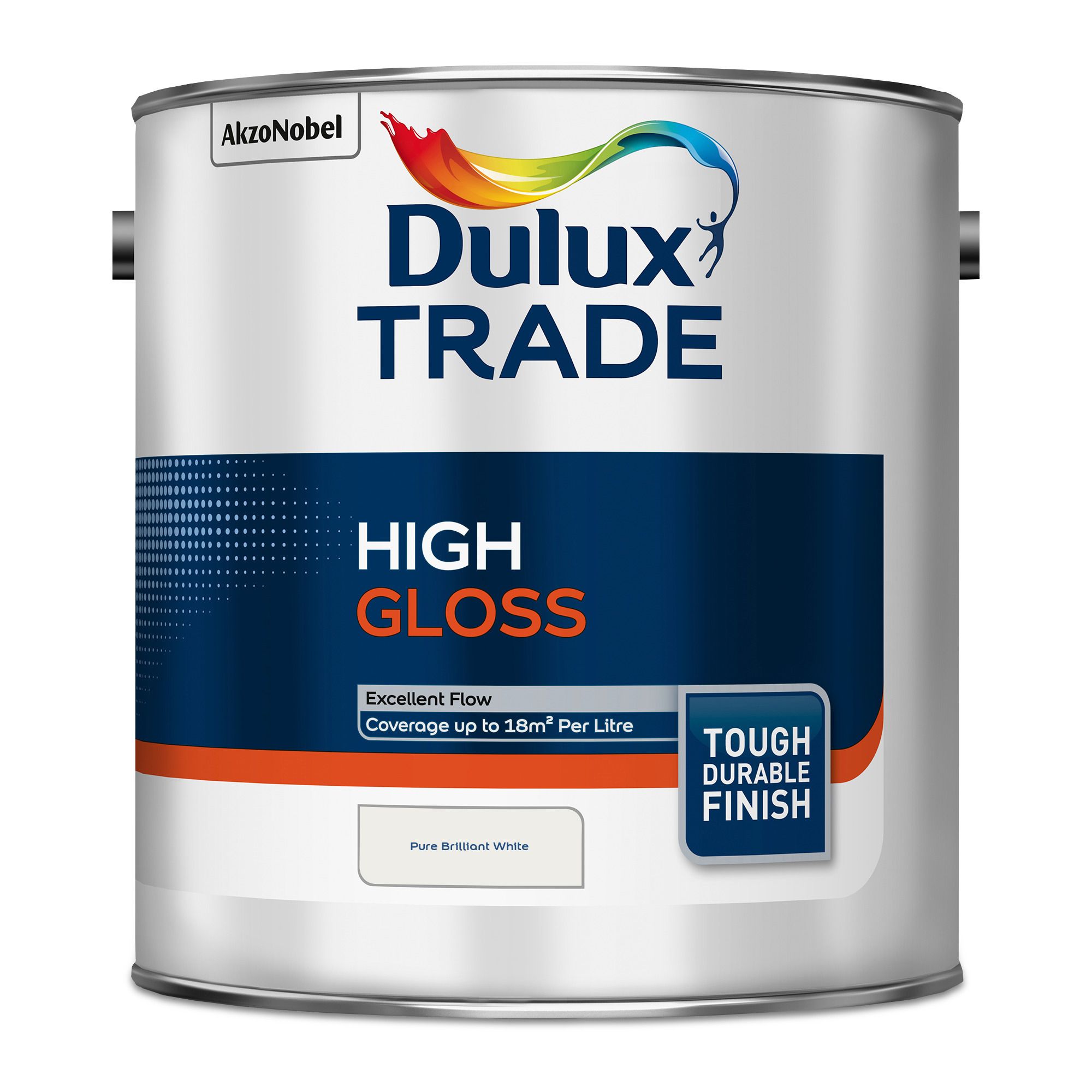Dulux Trade Pure brilliant white High gloss Metal & wood paint, 2.5L