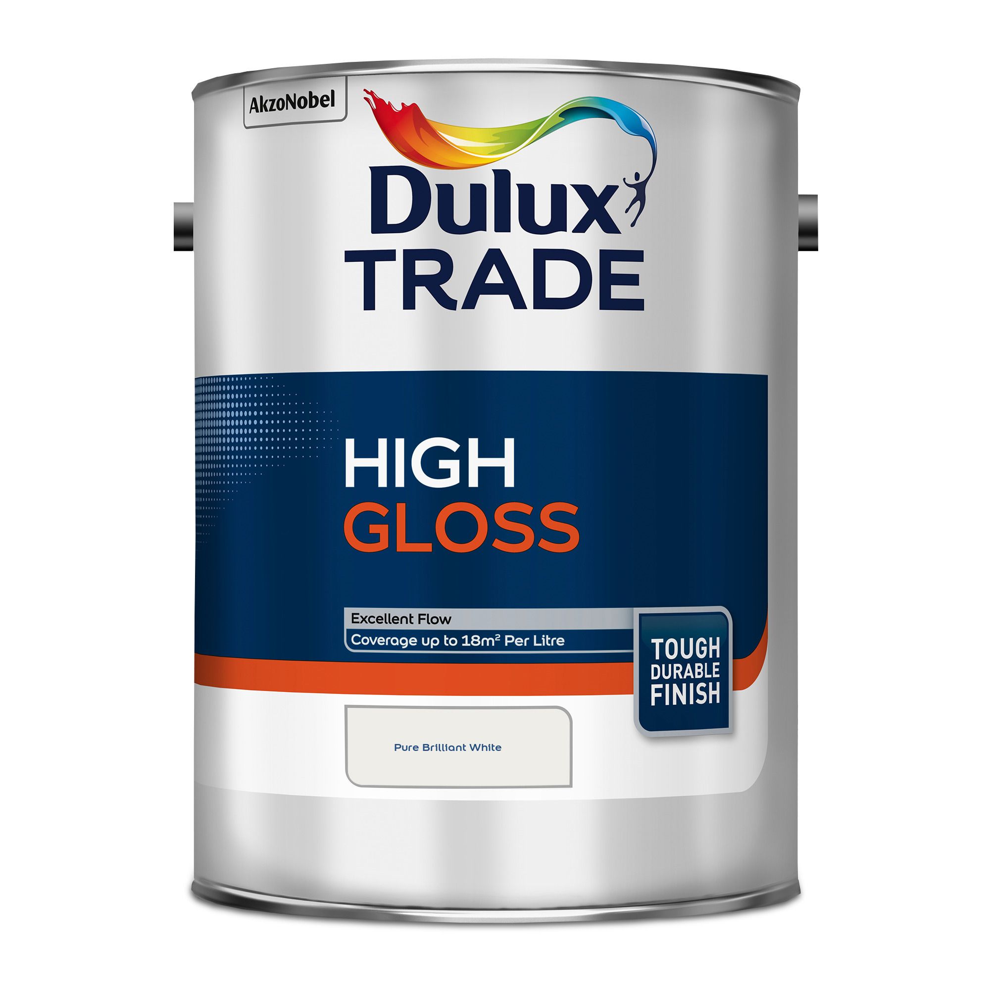 Dulux Trade Pure brilliant white High gloss Metal & wood paint, 5L