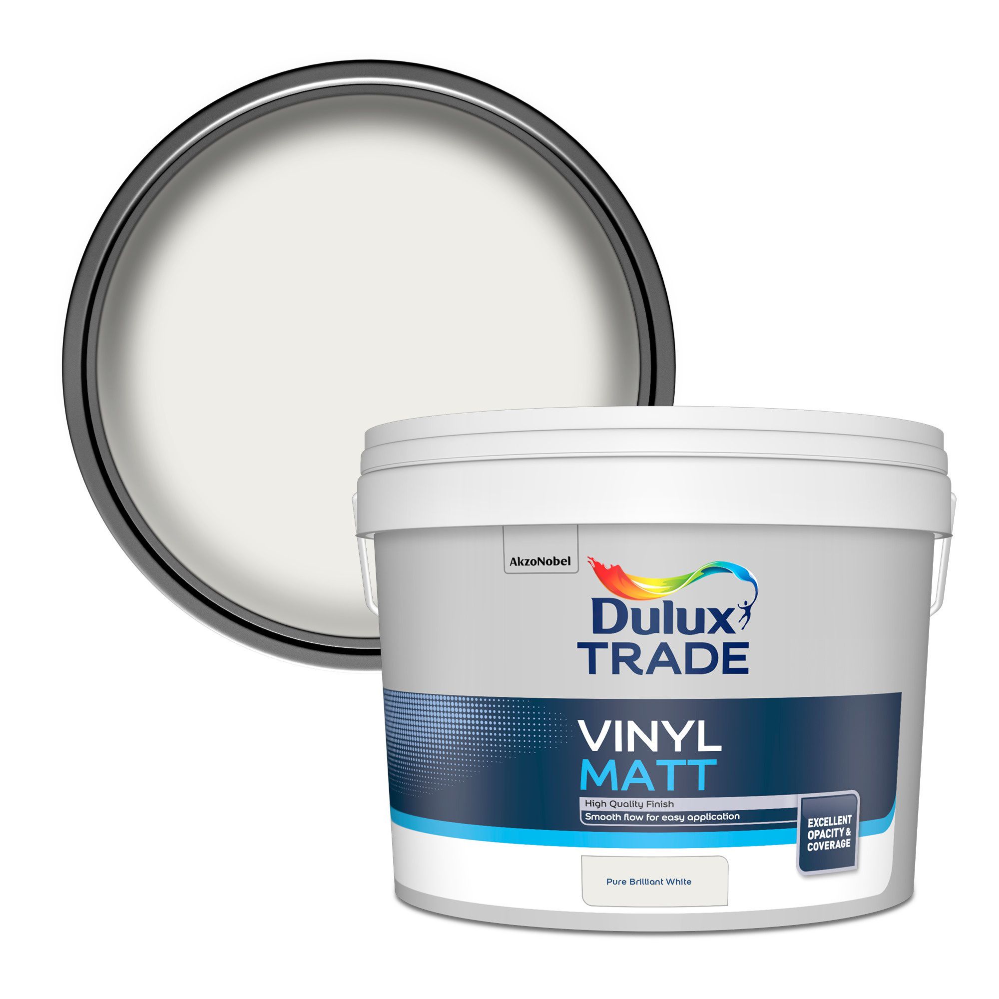 Dulux Easycare Pure brilliant white Matt Emulsion paint, 2.5L