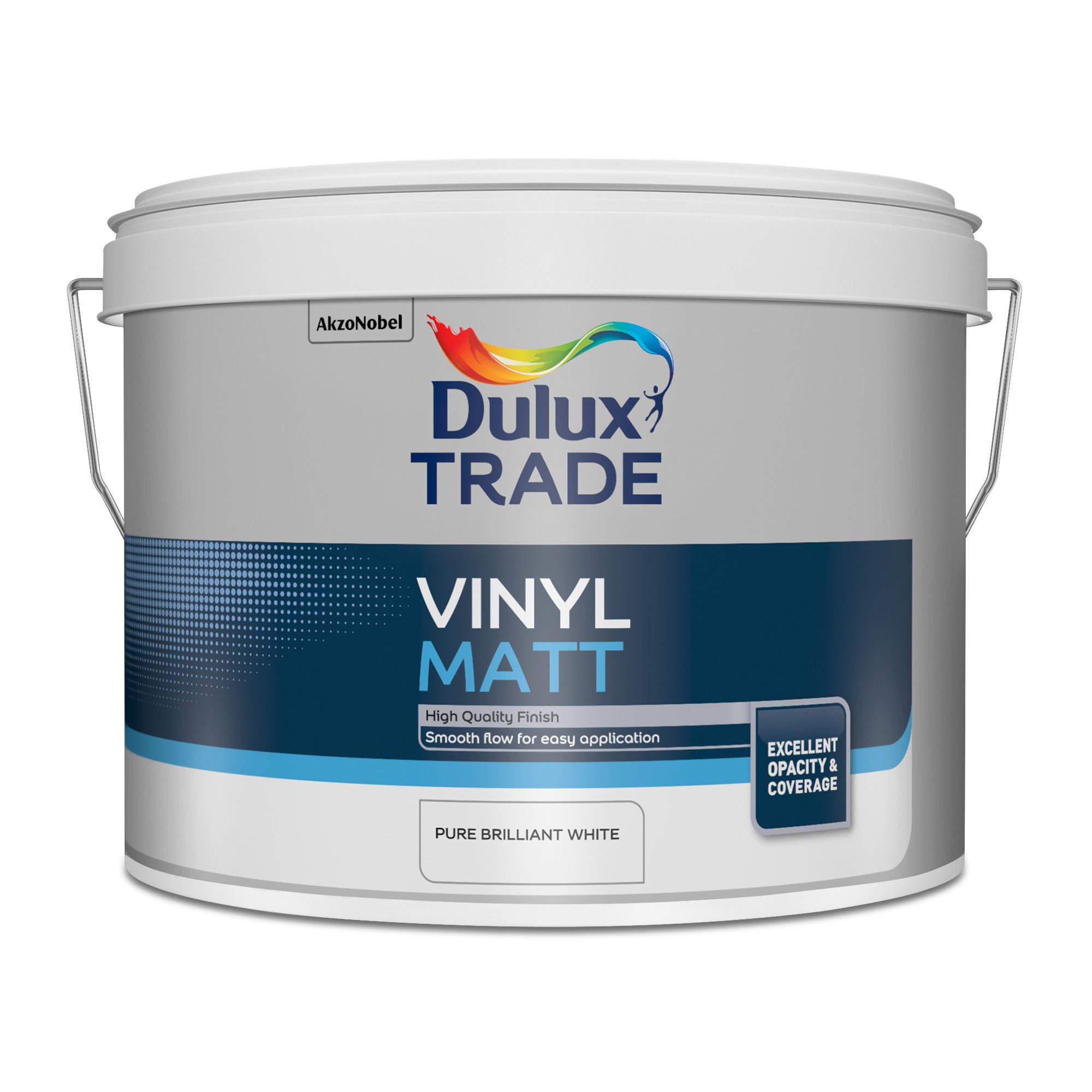 Dulux Trade Pure brilliant white Matt Emulsion paint, 7.5L