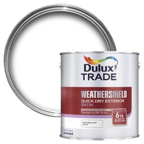 Dulux Trade Pure brilliant white Satin Metal & wood paint, 2.5L