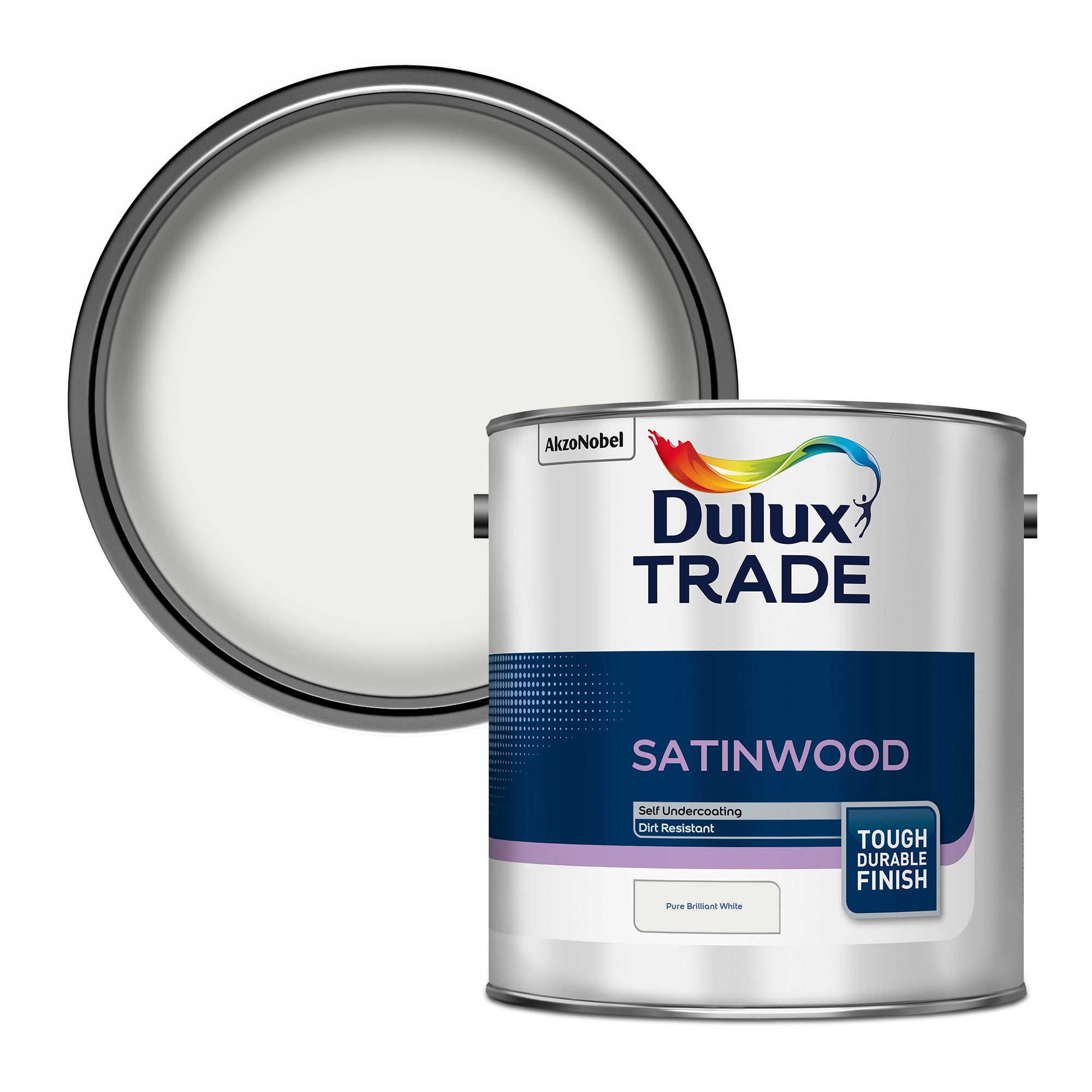 Dulux Pure brilliant white Satinwood Metal & wood paint, 2.5L