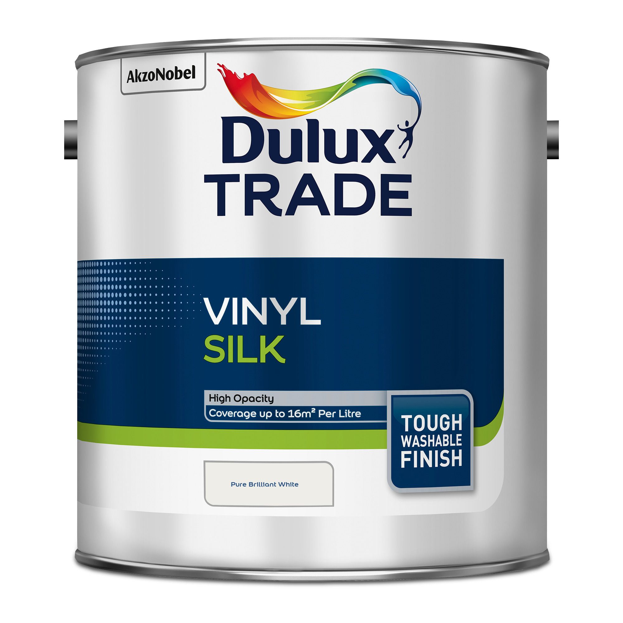Dulux Trade Pure brilliant white Silk Emulsion paint, 2.5L