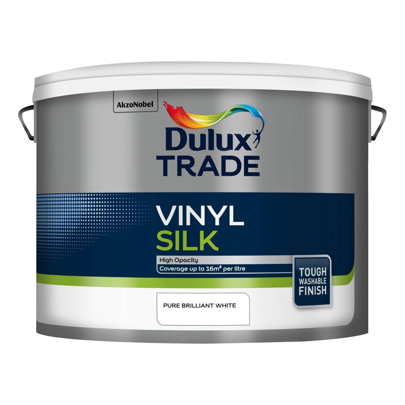 Dulux Trade Pure brilliant white Silk Wall & ceiling Emulsion paint, 10L