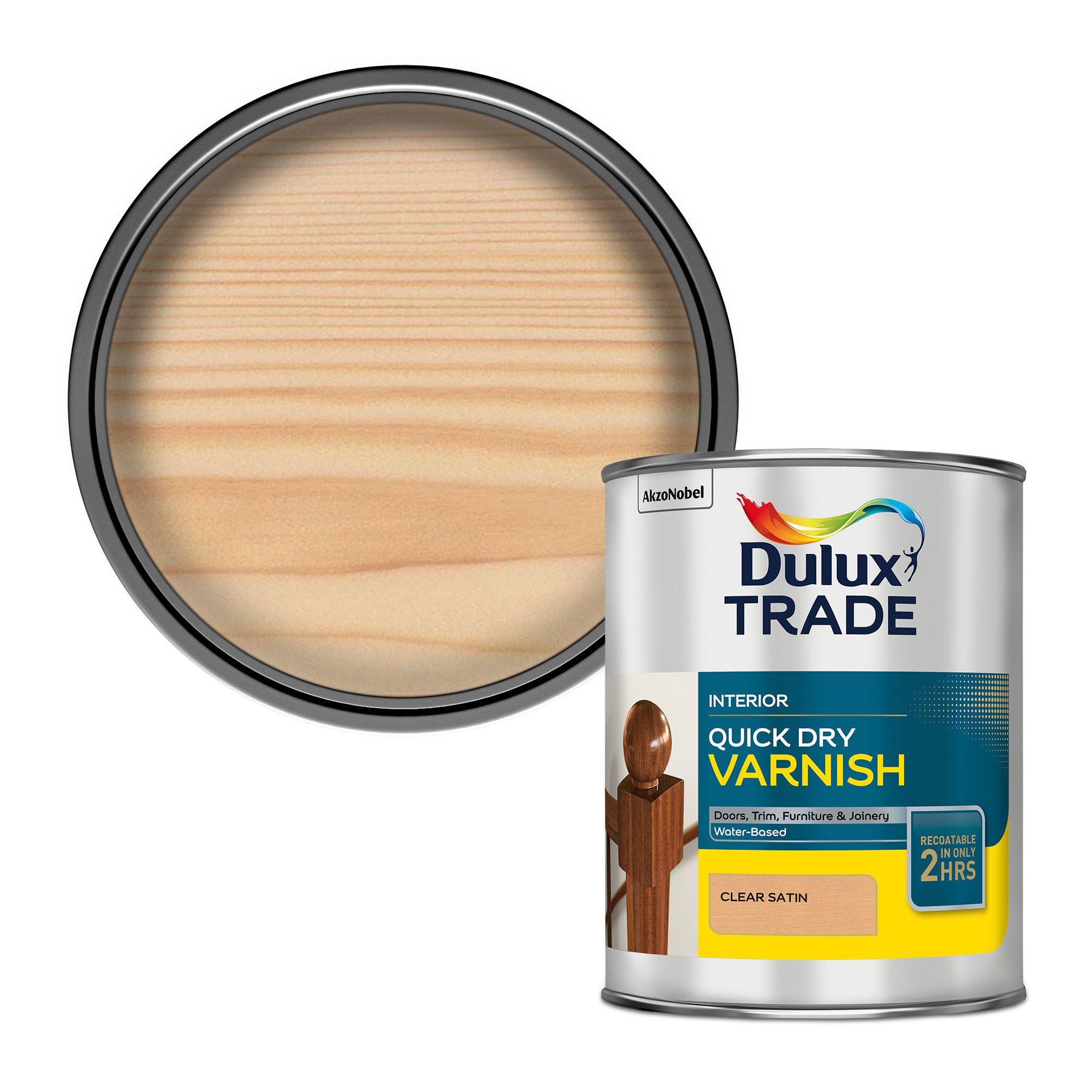 Dulux Trade Quick Dry Clear Satin Wood varnish, 1L