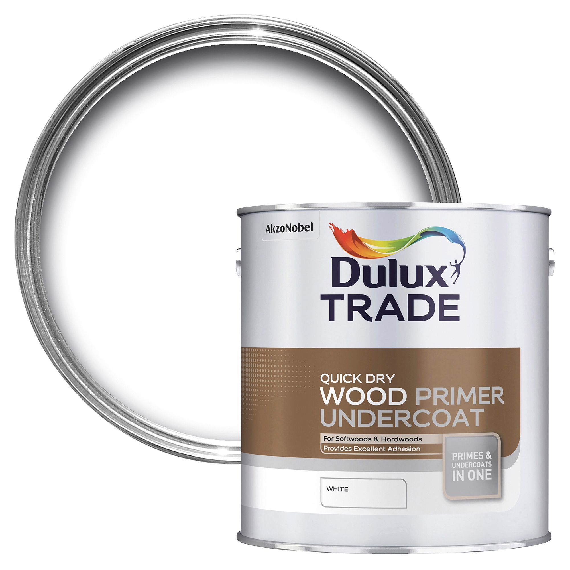 Dulux Trade Quick Dry White Wood Primer & undercoat, 2.5L