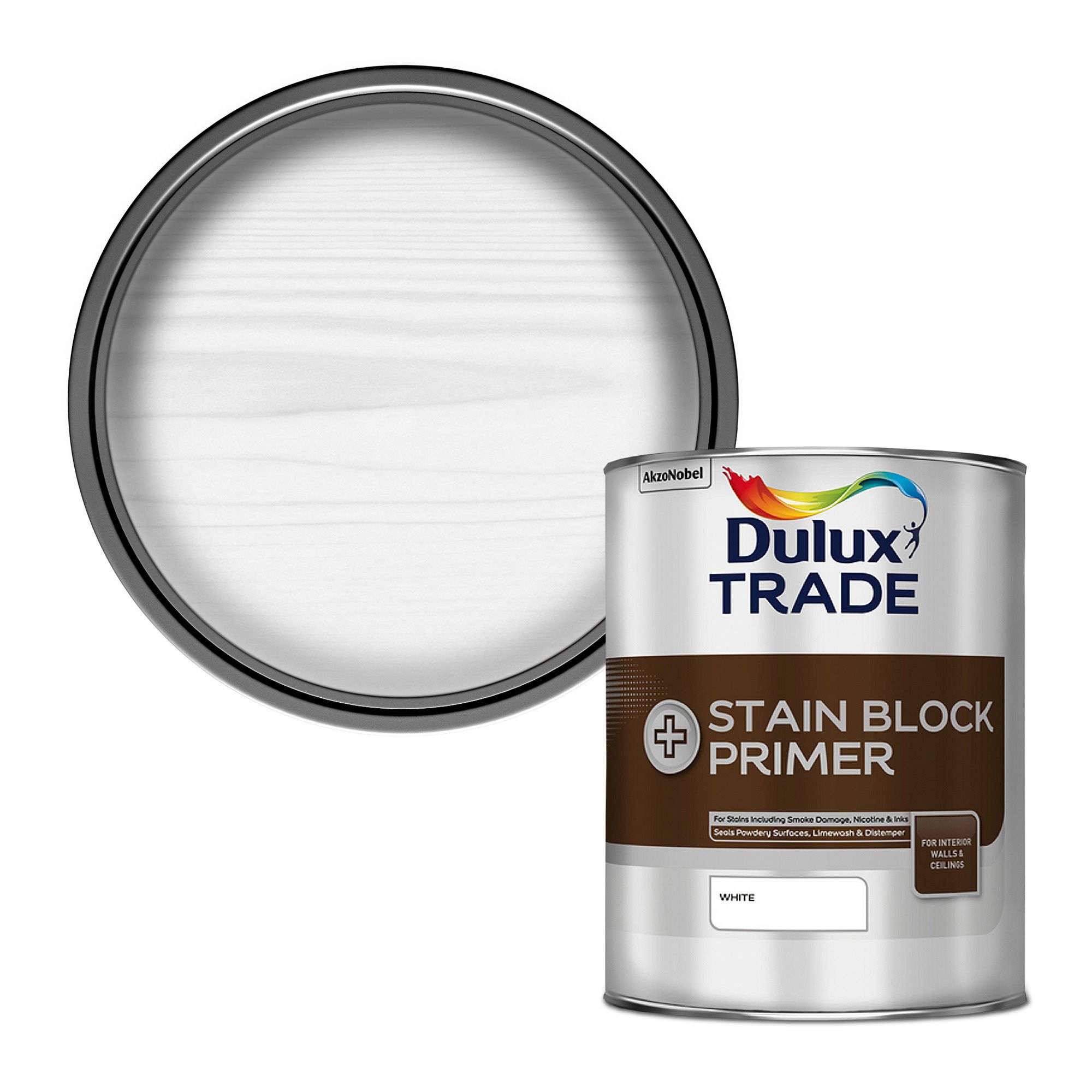 Dulux Trade Stain block plus White Matt Primer, 1L | DIY at B&Q