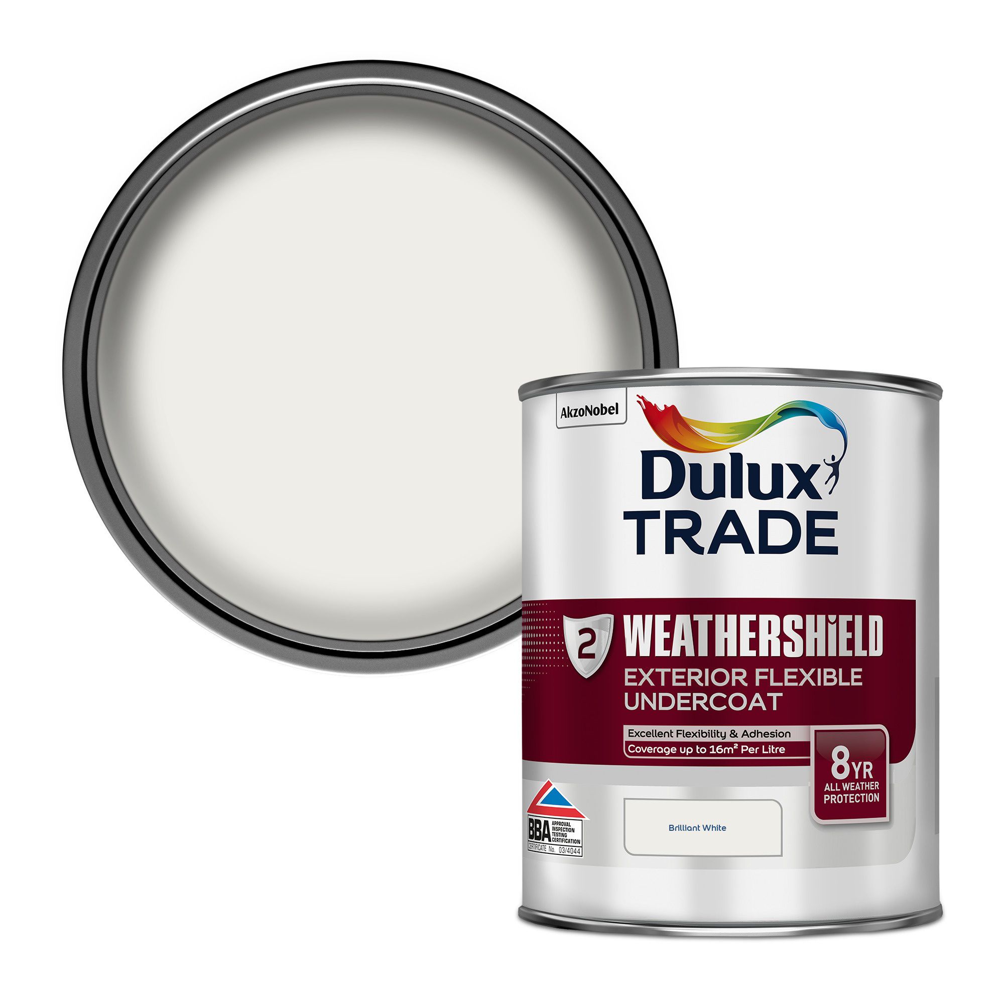 Dulux Trade Weathershield Brilliant white Metal & wood Undercoat, 1L