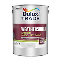 Dulux Trade Weathershield Frosted Grey Smooth Masonry paint, 5L Tin