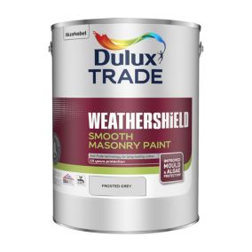Dulux Trade Weathershield Frosted Grey Smooth Masonry paint, 5L Tin