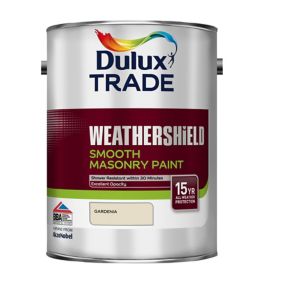 Dulux Trade Weathershield Gardenia Smooth Masonry paint, 5L