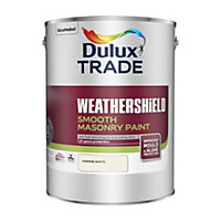 Dulux Trade Weathershield Jasmine White Smooth Masonry paint, 5L Tin