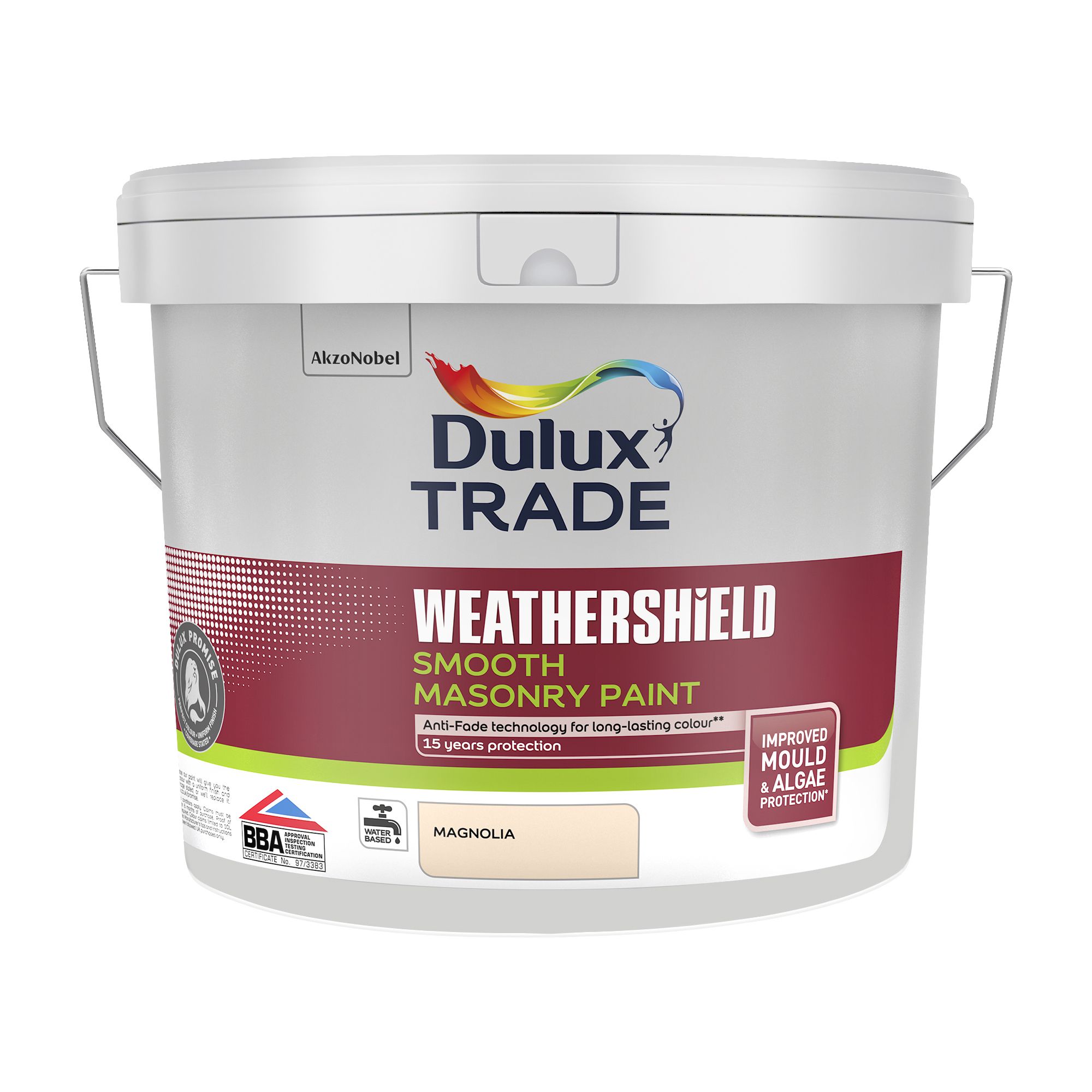 Dulux Trade Weathershield Magnolia Smooth Masonry paint, 10L Tin