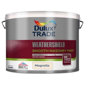 Dulux Trade Weathershield Magnolia Smooth Masonry paint, 10L