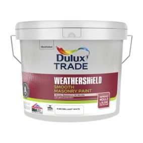 Dulux Trade Weathershield Pure Brilliant White Smooth Masonry paint, 10L Tin