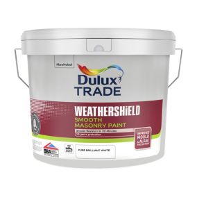 Dulux Trade Weathershield Pure Brilliant White Smooth White Masonry paint, 10L Tin