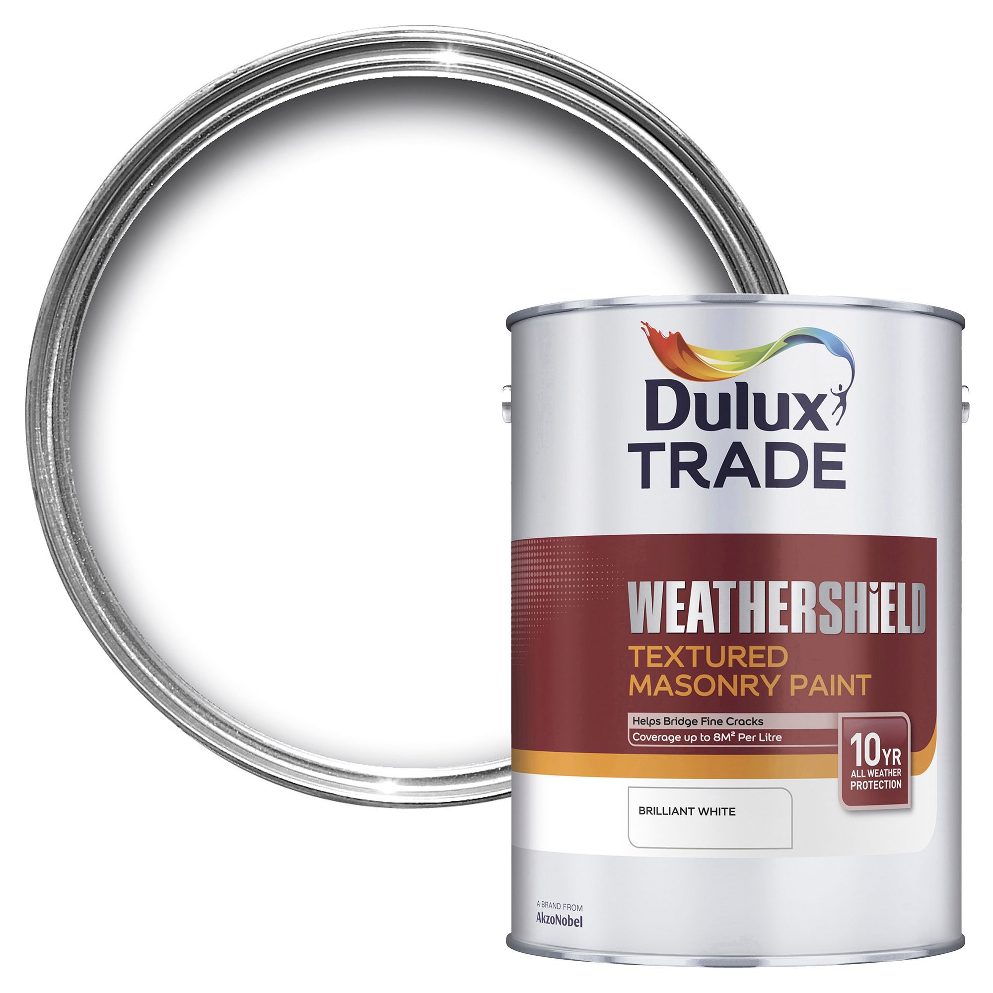 Dulux Trade Weathershield Pure brilliant white Textured Masonry paint