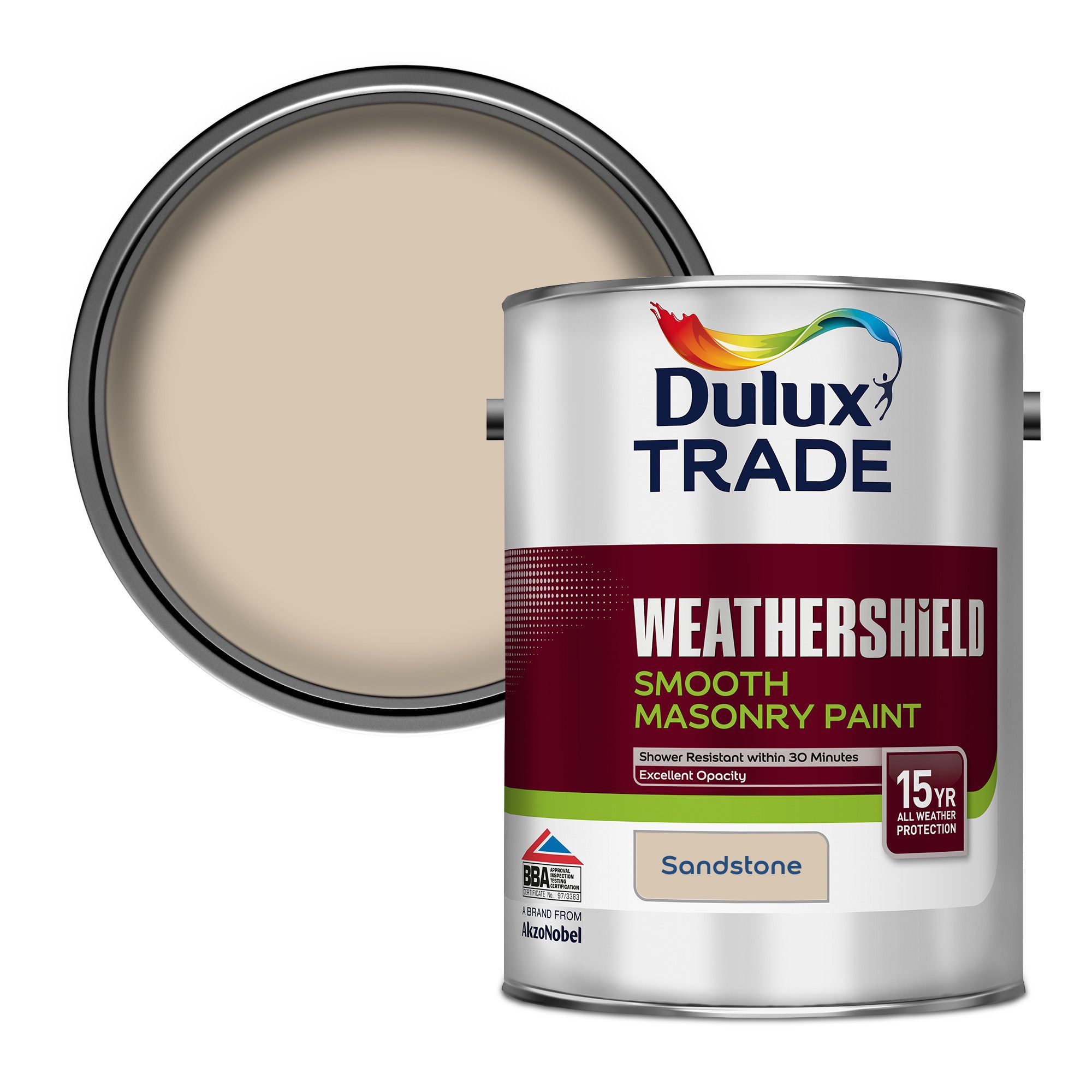 Dulux Trade Weathershield Sandstone Smooth Masonry paint, 5L