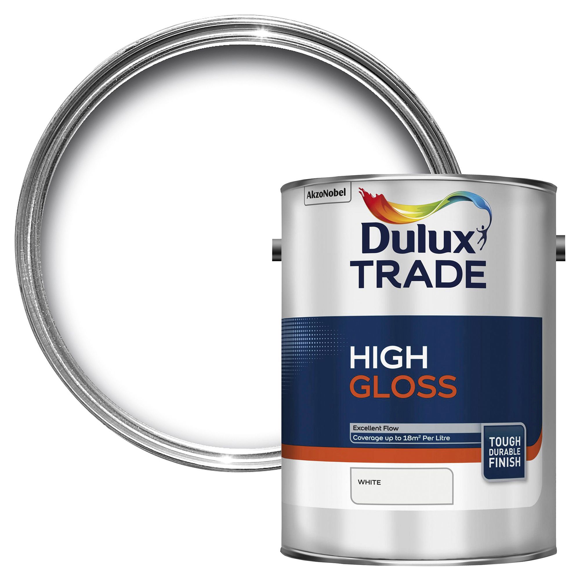 Dulux Trade White High gloss Metal & wood paint, 5L