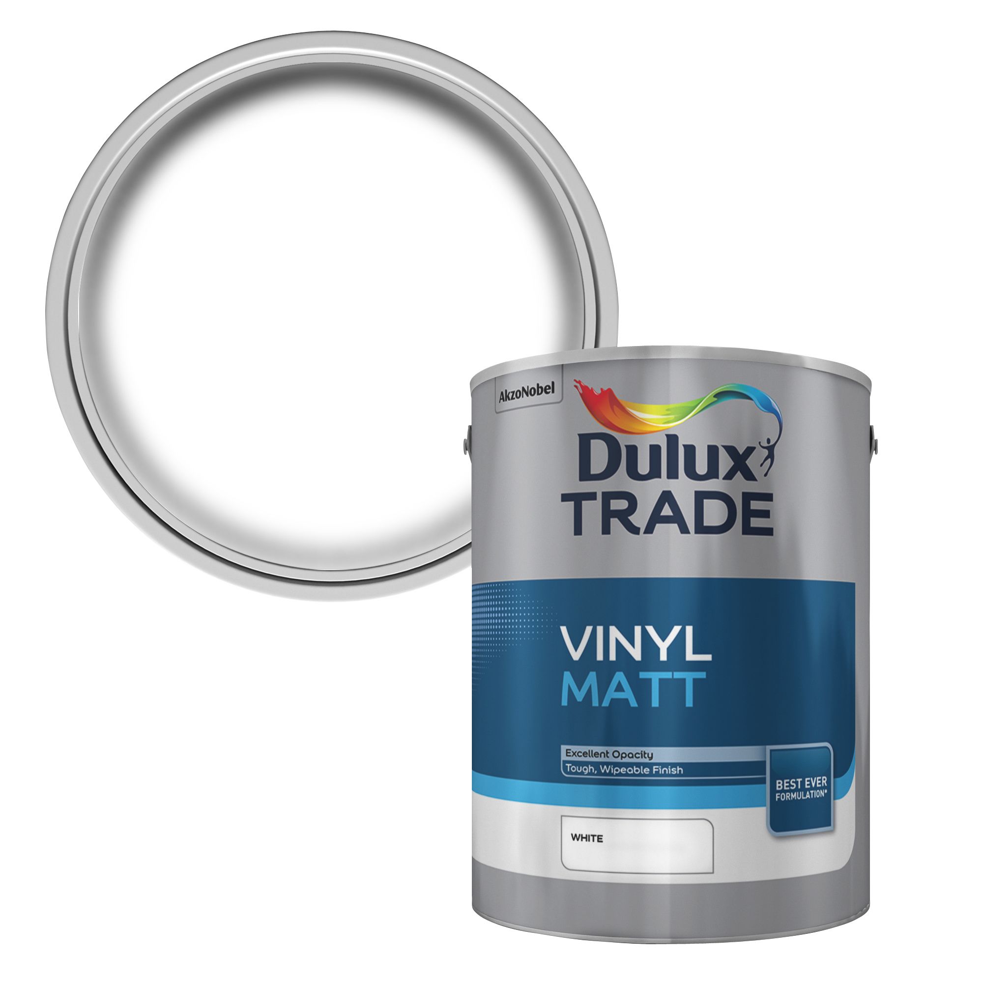 Dulux Trade White Matt Emulsion paint, 5L