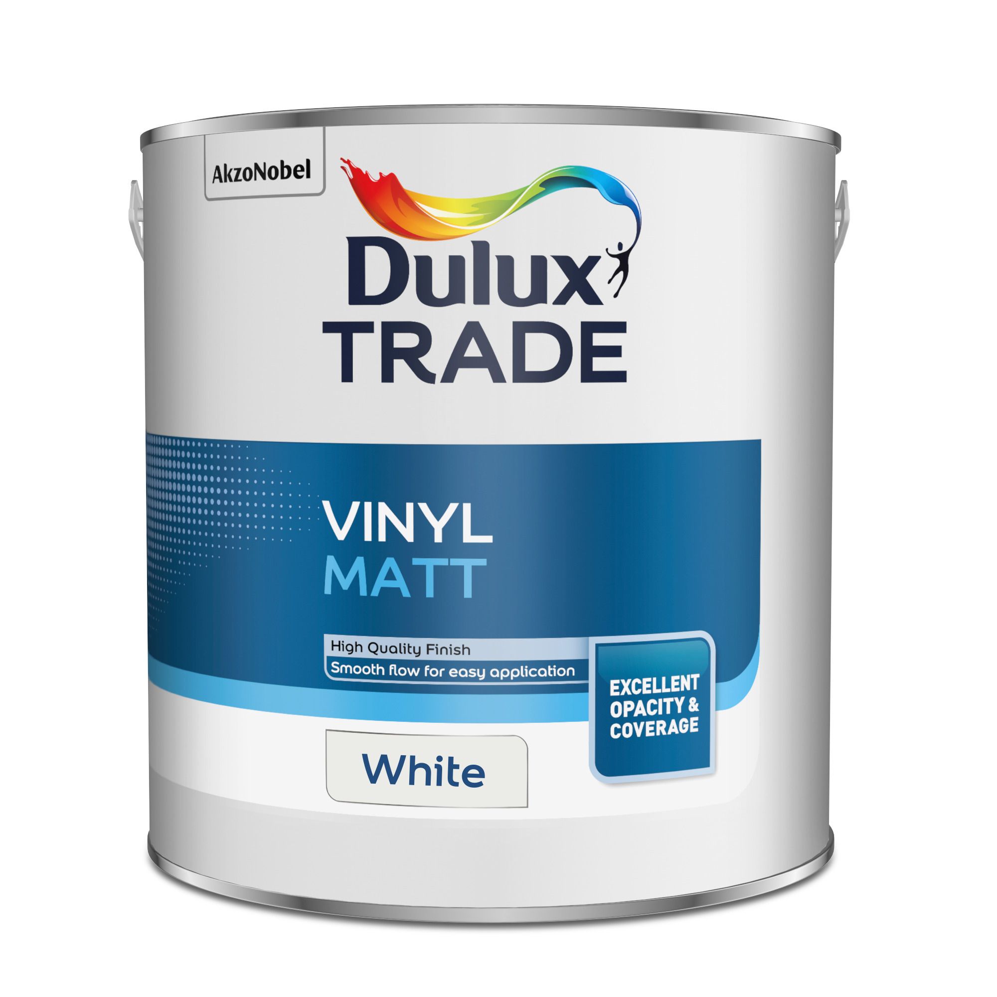 Dulux Trade White Matt Wall & ceiling Emulsion paint, 2.5L
