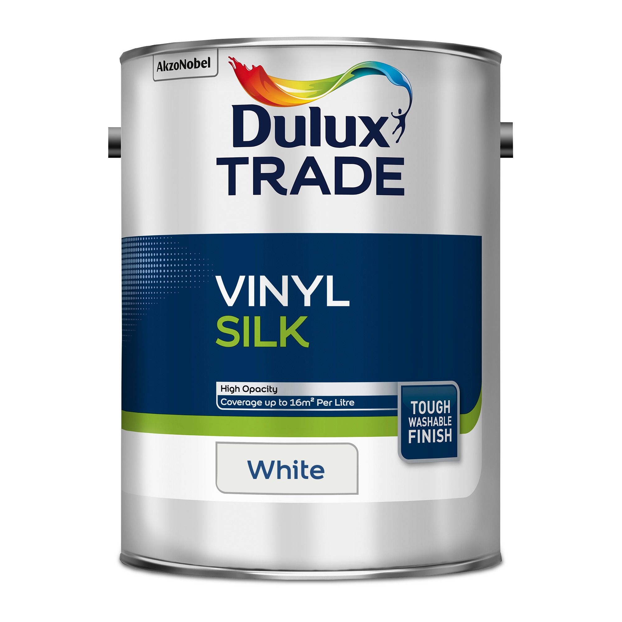 Dulux Trade White Silk Emulsion paint, 5L