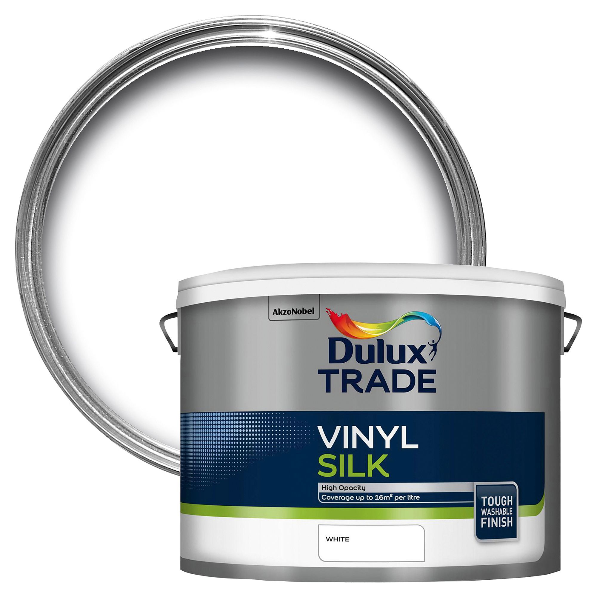Dulux Trade White Silk Wall & ceiling Emulsion paint, 10L