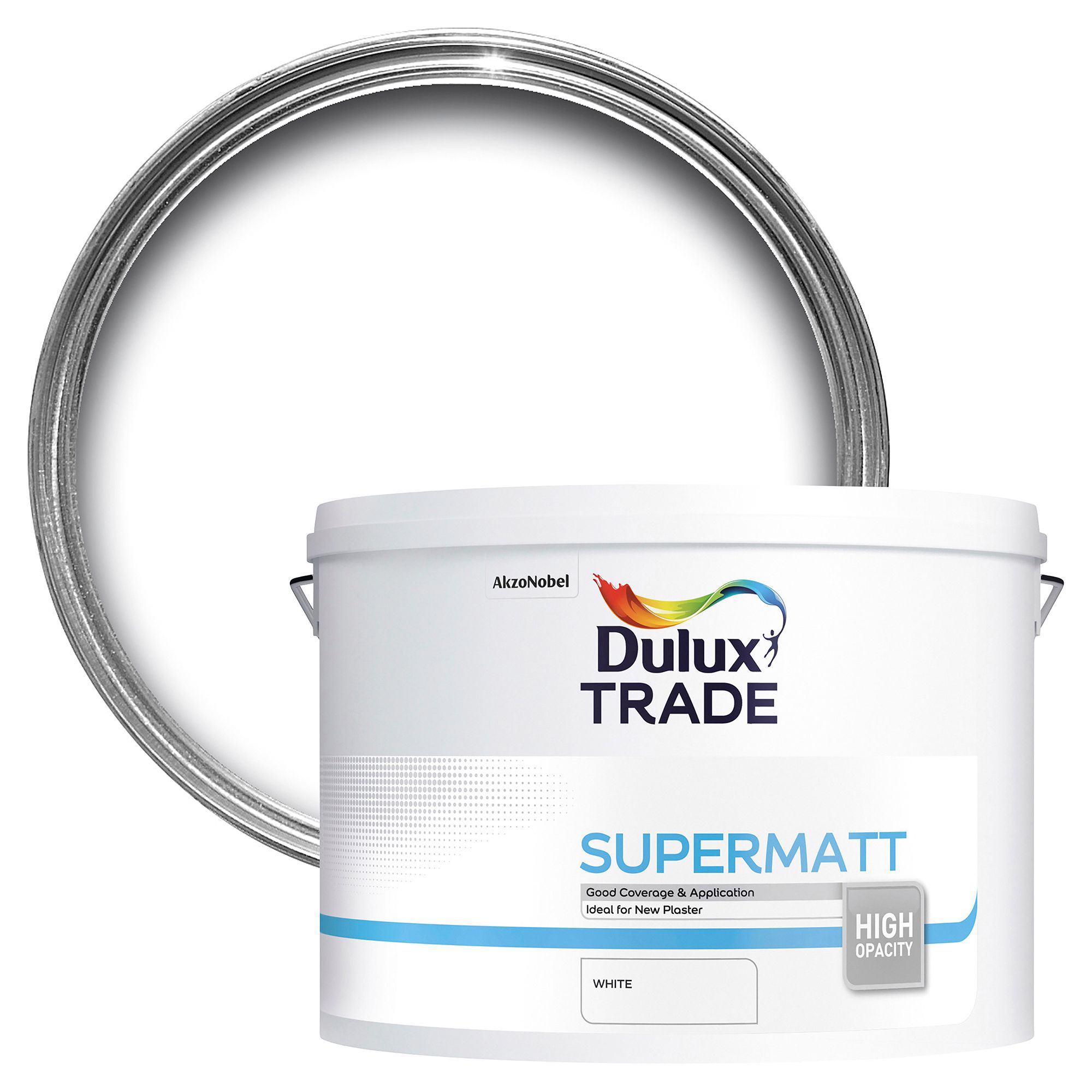 Dulux Trade White Super matt Wall & ceiling Emulsion paint, 10L