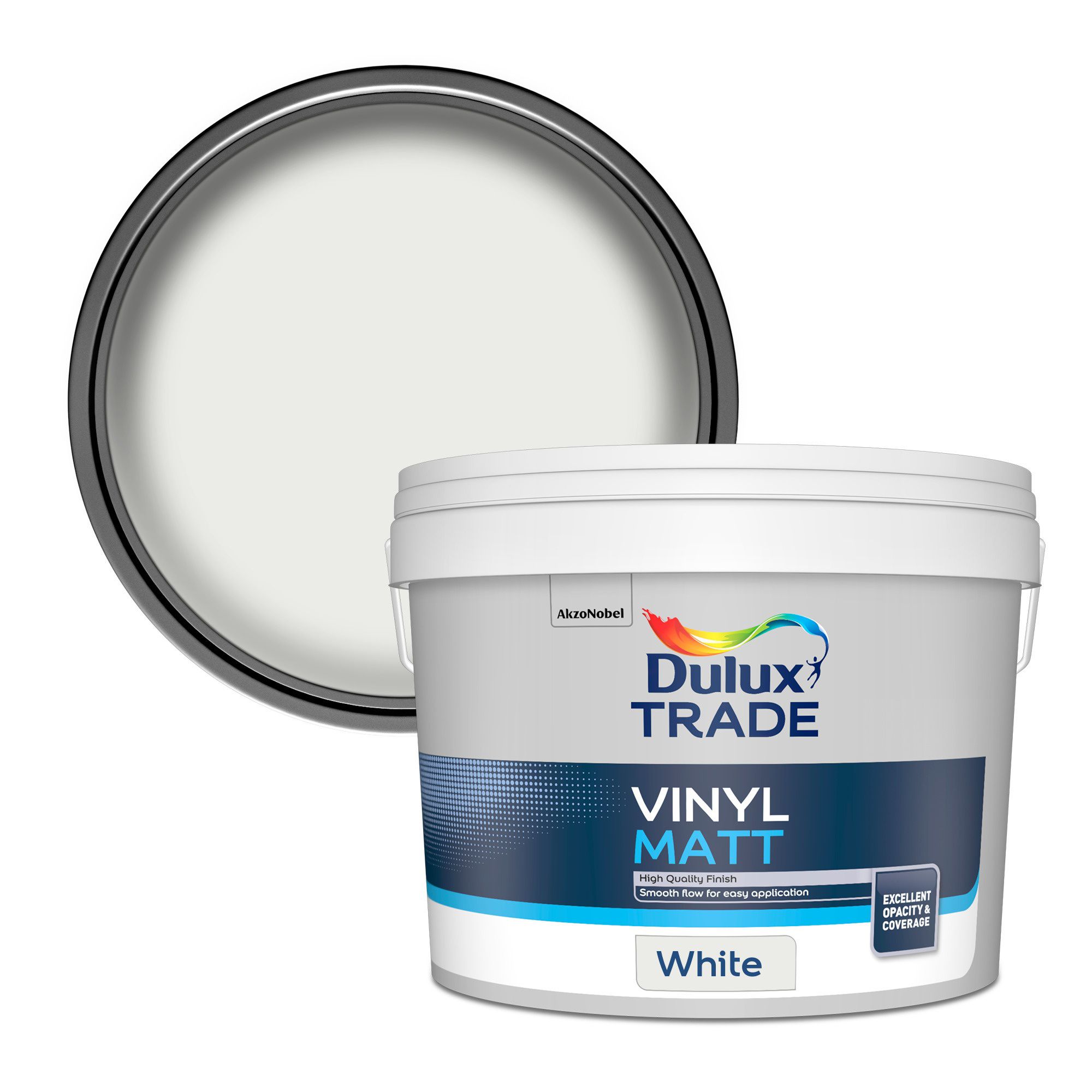 Dulux Trade White Vinyl matt Emulsion paint, 10L