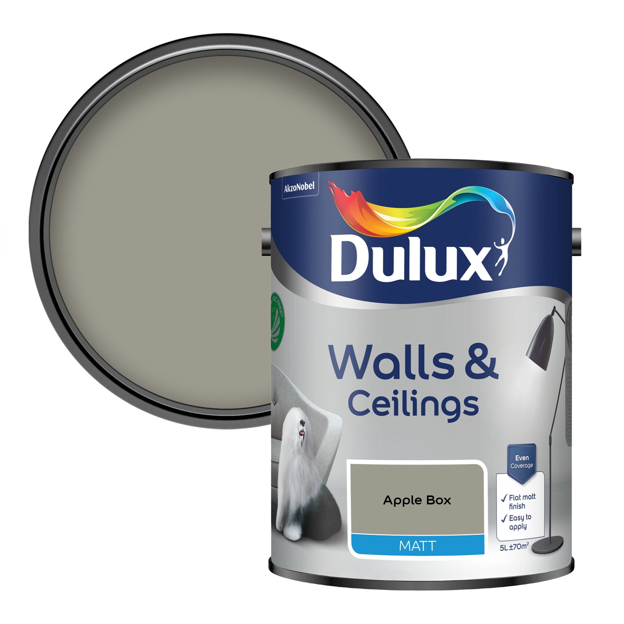 Dulux Walls & Ceilings Apple Box Flat matt Wall & ceiling Emulsion ...