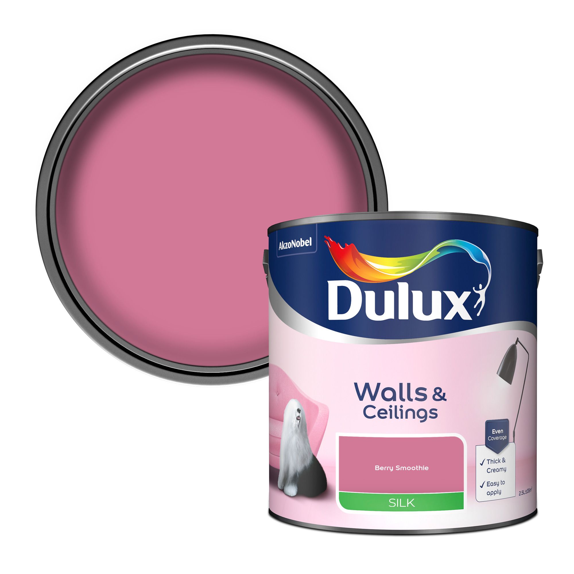 Dulux Walls & ceilings Berry smoothie Silk Emulsion paint, 2.5L