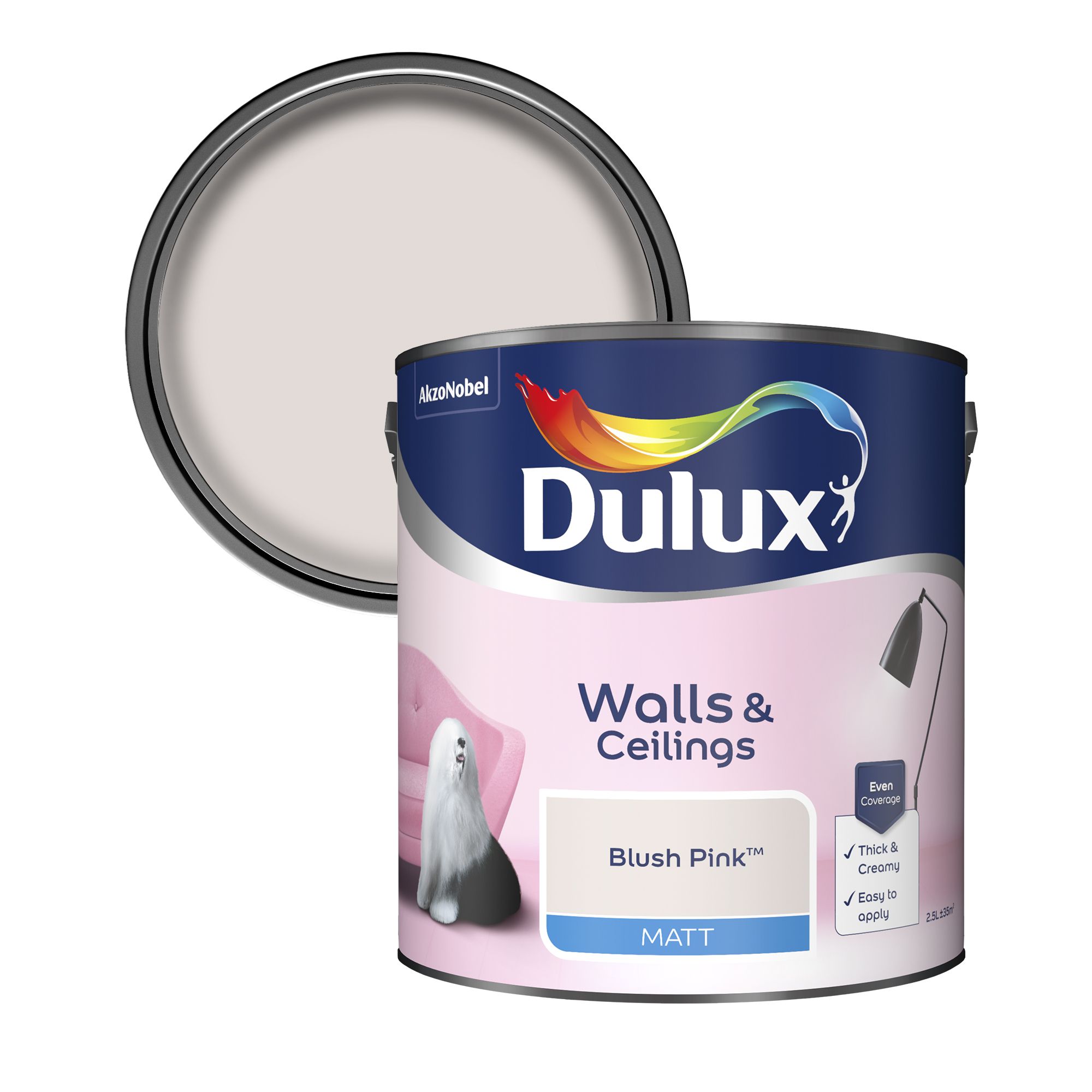 Dulux Walls & ceilings Blush pink Matt Emulsion paint, 2.5L