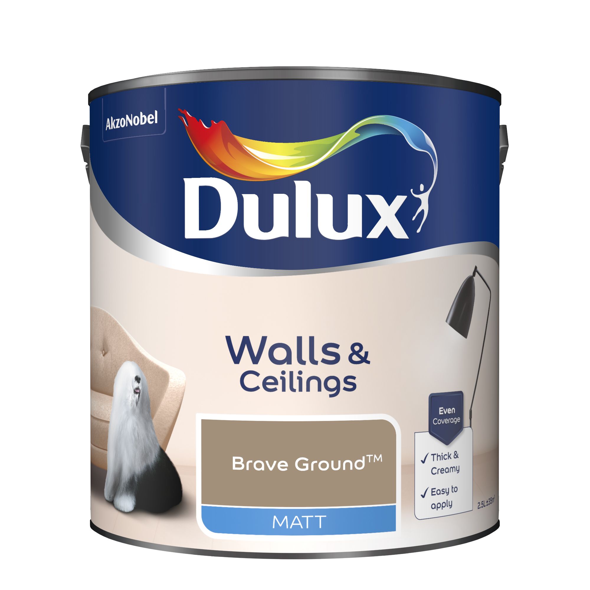 Dulux Walls & ceilings Brave Ground Matt Emulsion paint, 2.5L