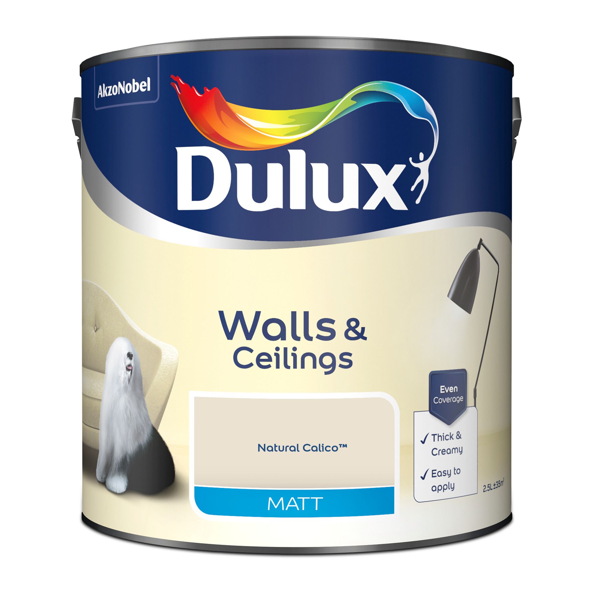 Dulux Walls & ceilings Calico Matt Emulsion paint, 2.5L
