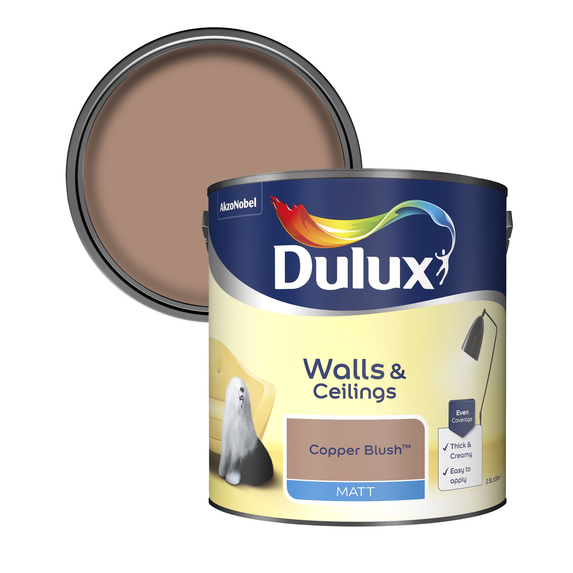 Dulux Walls & ceilings Copper blush Matt Wall & ceiling Emulsion paint, 2.5L