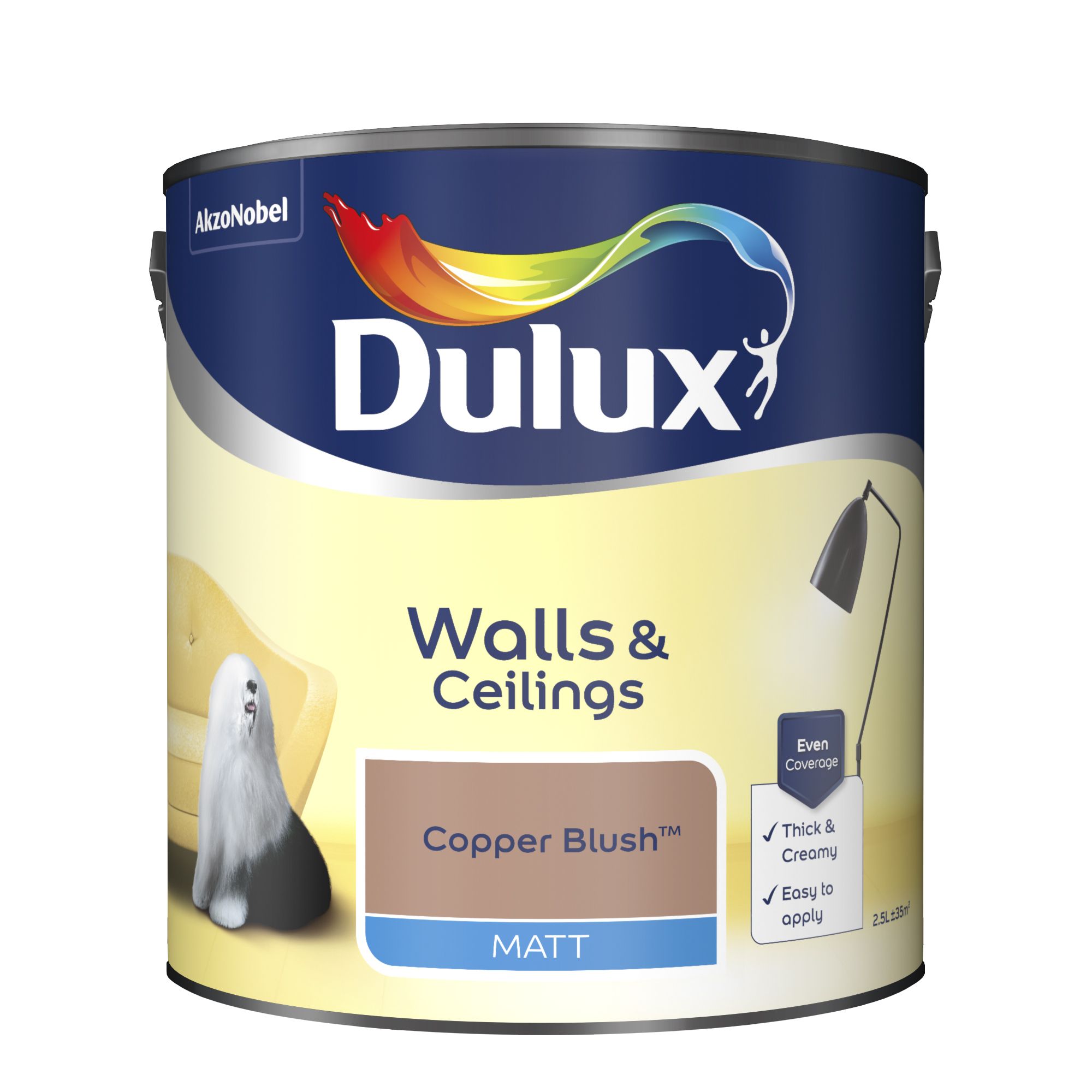 Dulux Walls & ceilings Copper blush Matt Wall & ceiling Emulsion paint, 2.5L