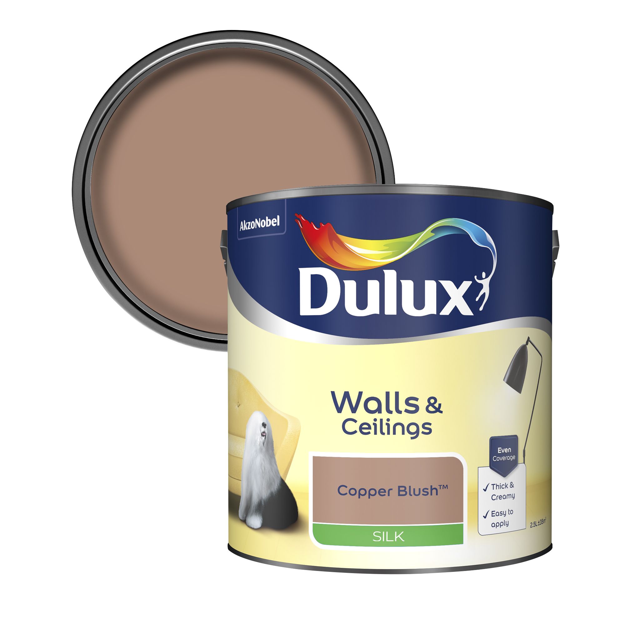 Dulux Walls & ceilings Copper blush Silk Wall & ceiling Emulsion paint, 2.5L