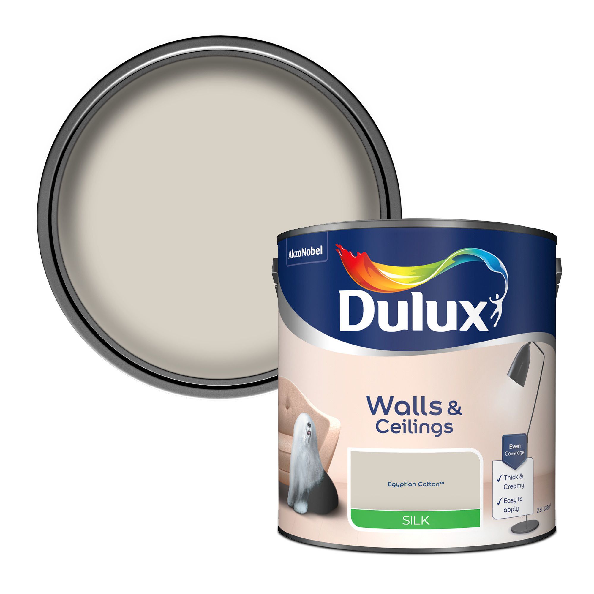 Dulux Walls & ceilings Egyptian cotton Silk Wall & ceiling Emulsion paint, 2.5L