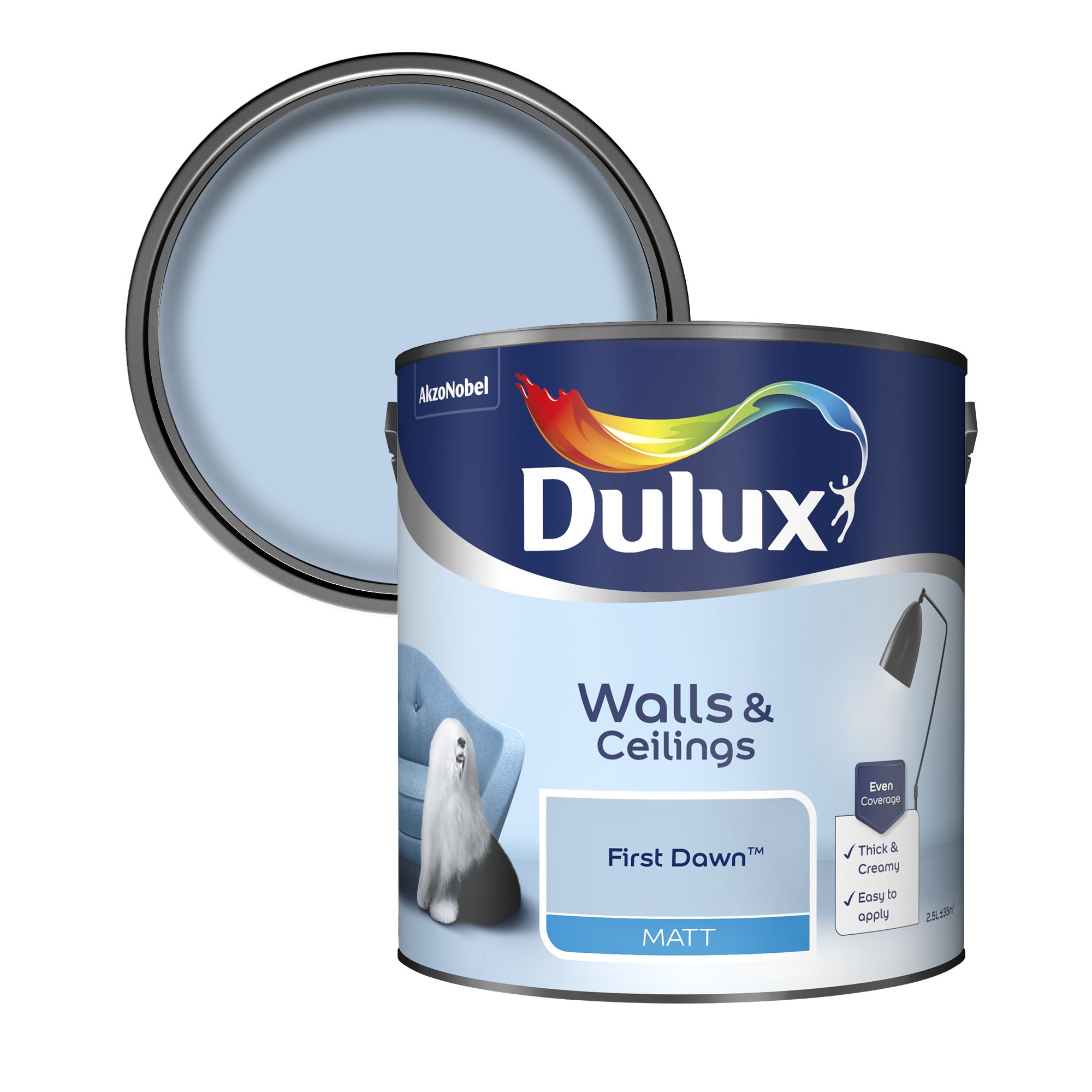 Dulux Walls & Ceilings First dawn Matt Emulsion paint, 2.5L