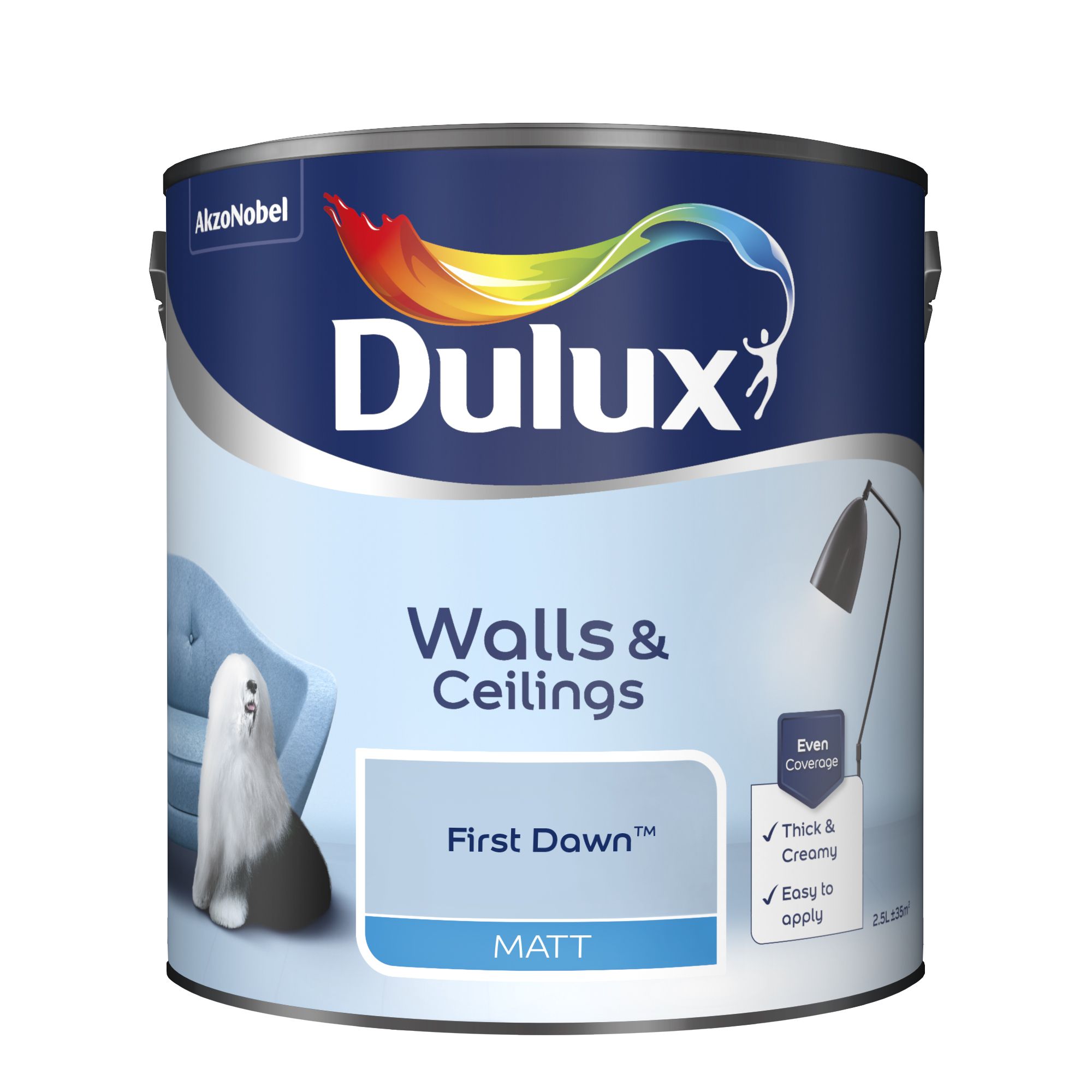 Dulux Walls & Ceilings First dawn Matt Emulsion paint, 2.5L