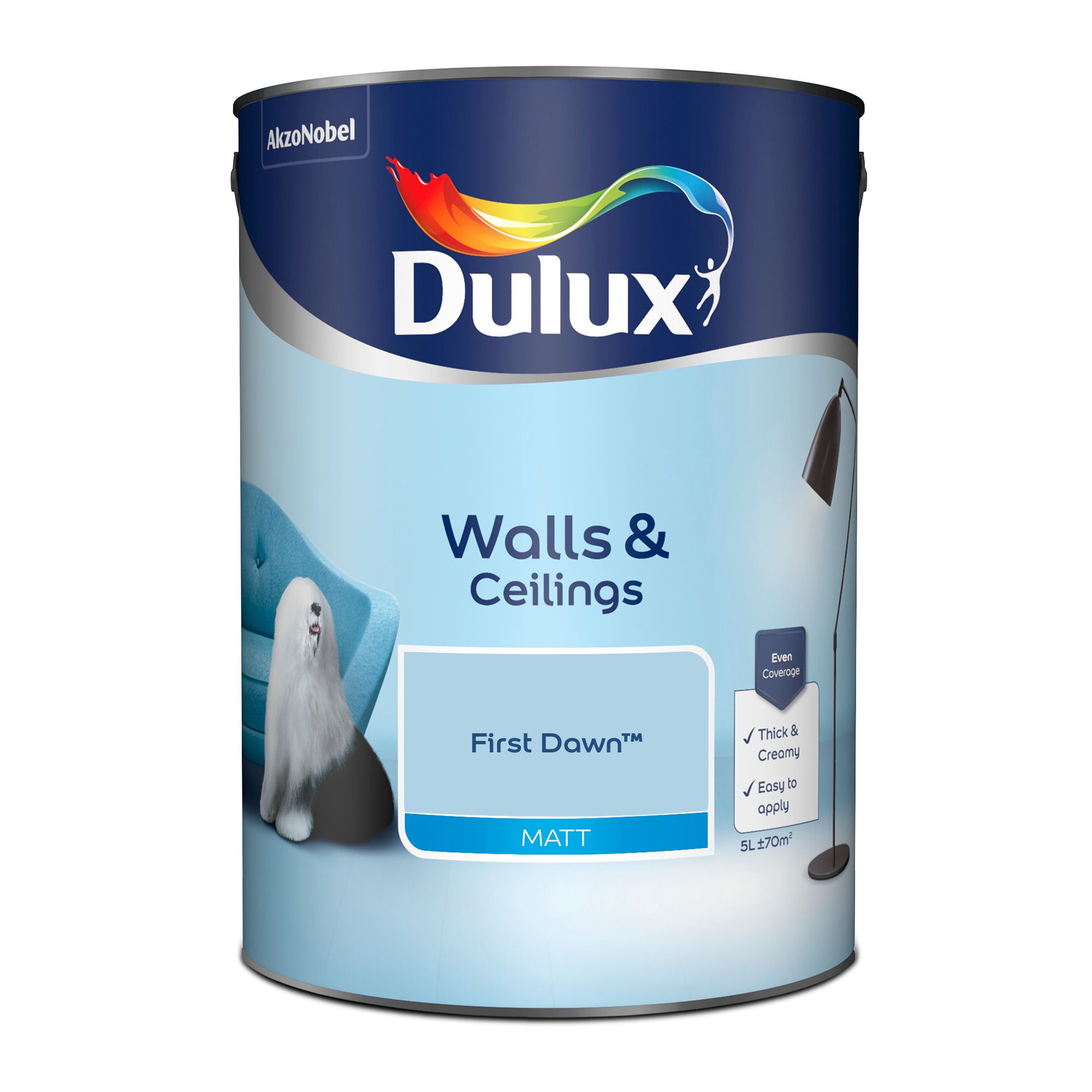 Dulux Walls & ceilings First dawn Matt Emulsion paint, 5L