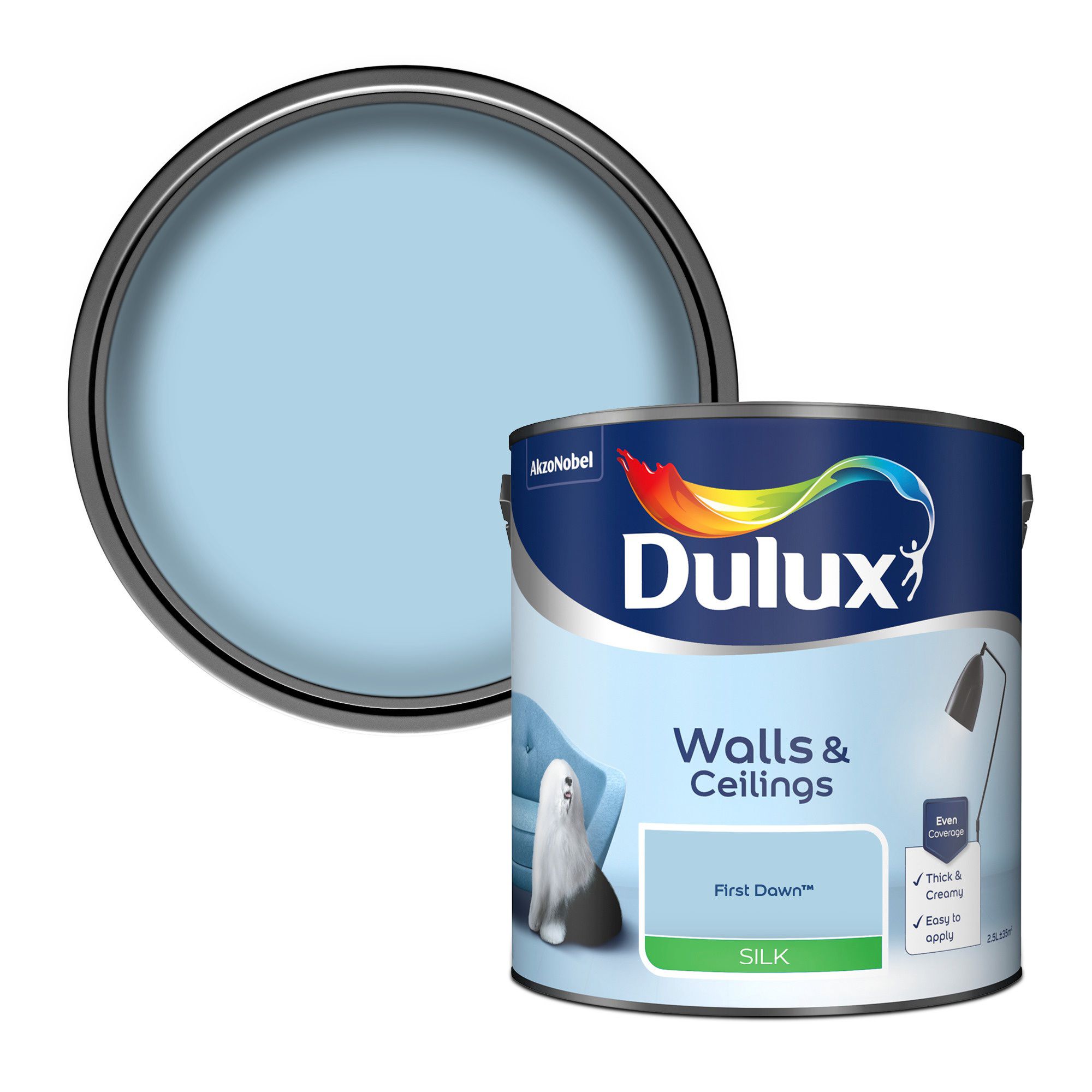Dulux Walls & ceilings First dawn Silk Wall & ceiling Emulsion paint, 2.5L
