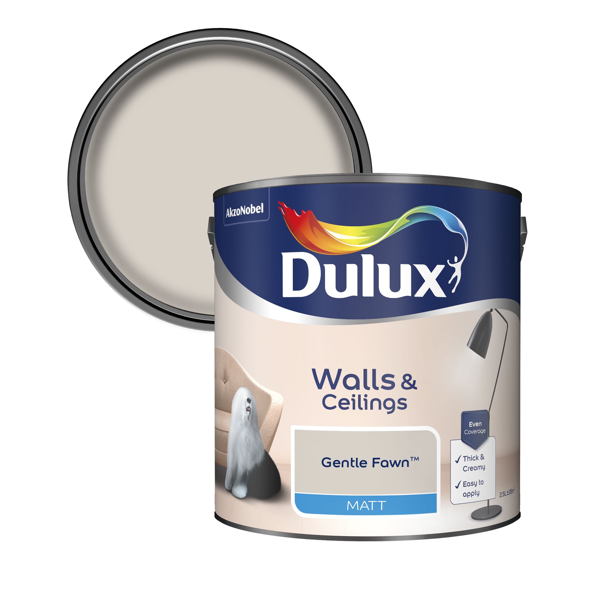 Dulux Walls & ceilings Gentle fawn Matt Emulsion paint, 2.5L