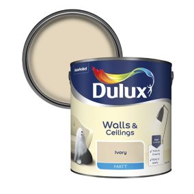 Dulux Walls & ceilings Ivory Matt Emulsion paint, 2.5L