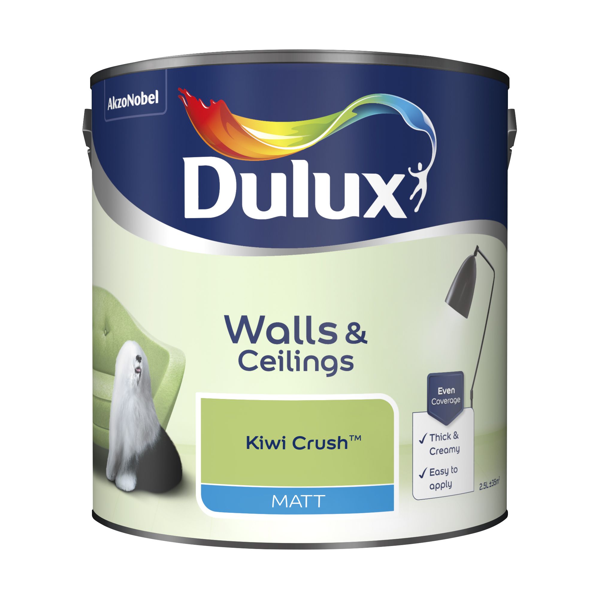 Dulux Walls & ceilings Kiwi crush Matt Emulsion paint, 2.5L